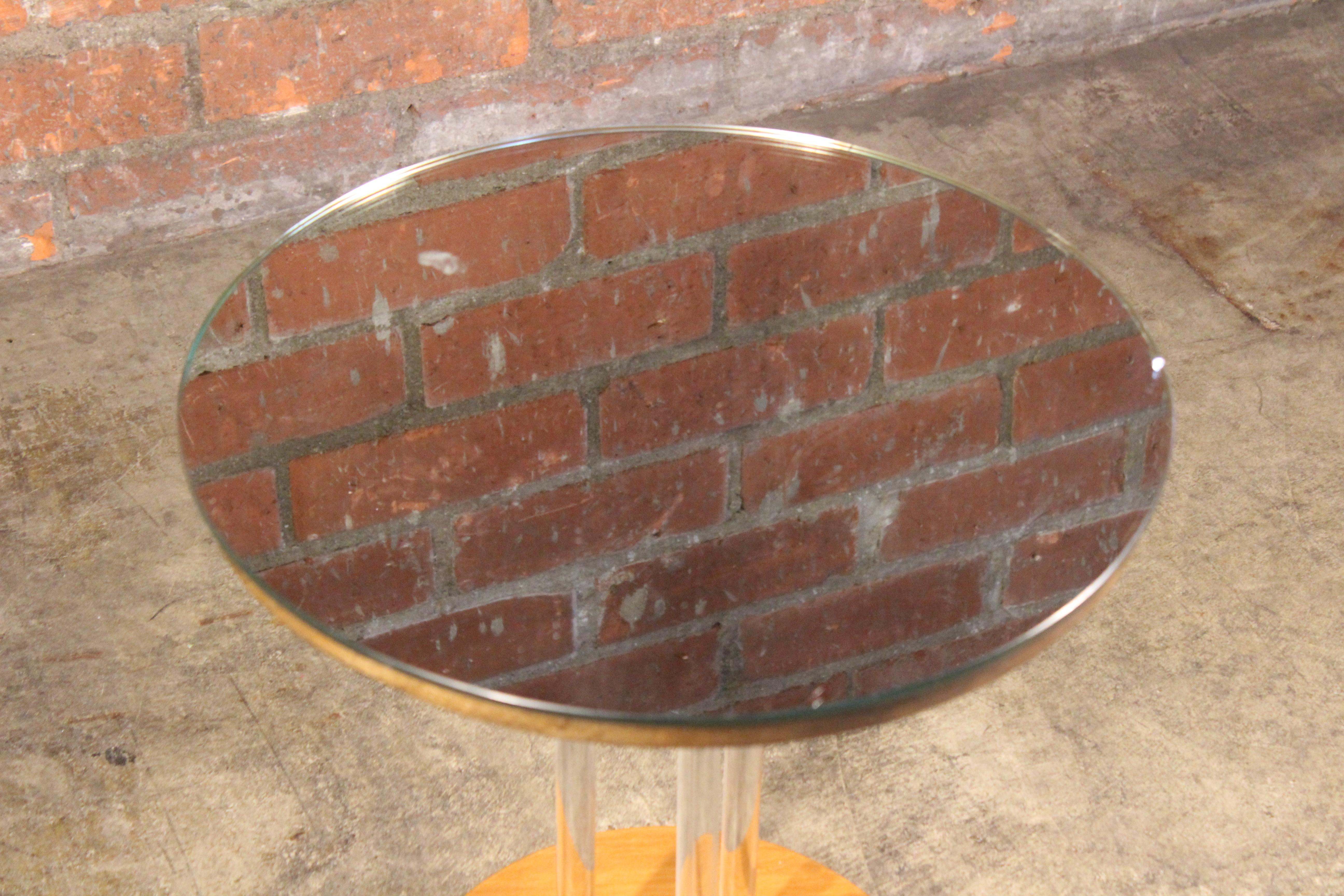 Glass and Mirror Side Table with Brass Accents, France, 1940s 3