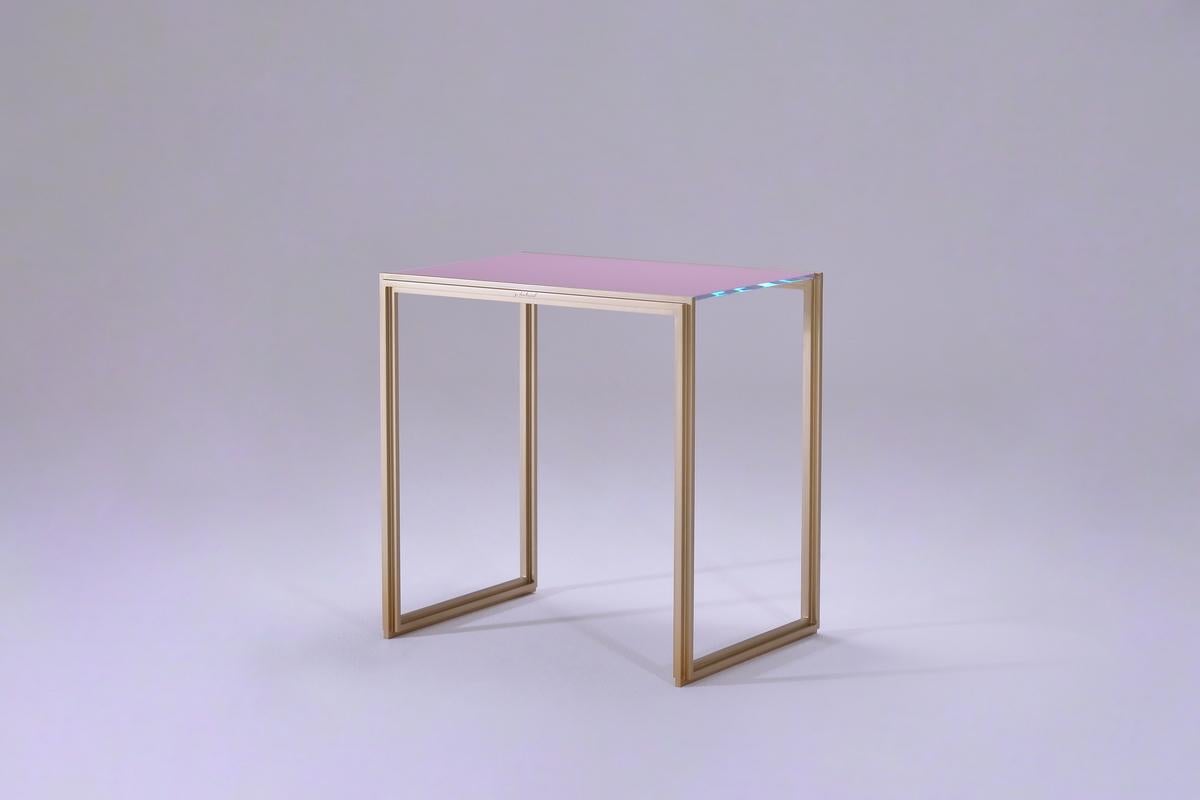 Glass and Natural Brass Occasional Handmade Table, by P. Tendercool In New Condition For Sale In Bangkok, TH