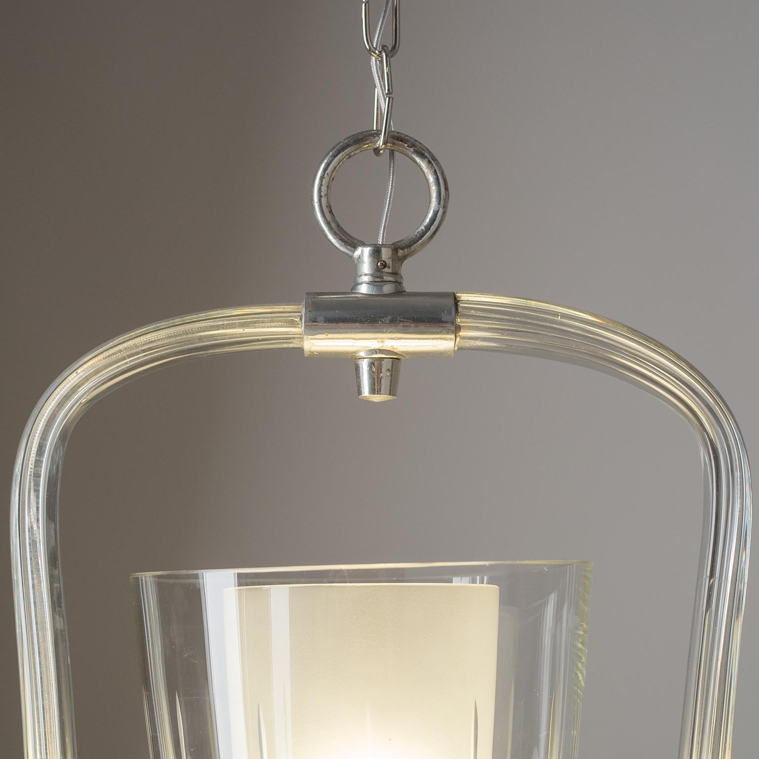 Glass and Nickel Lantern, circa 1940 In Good Condition In Vienna, AT