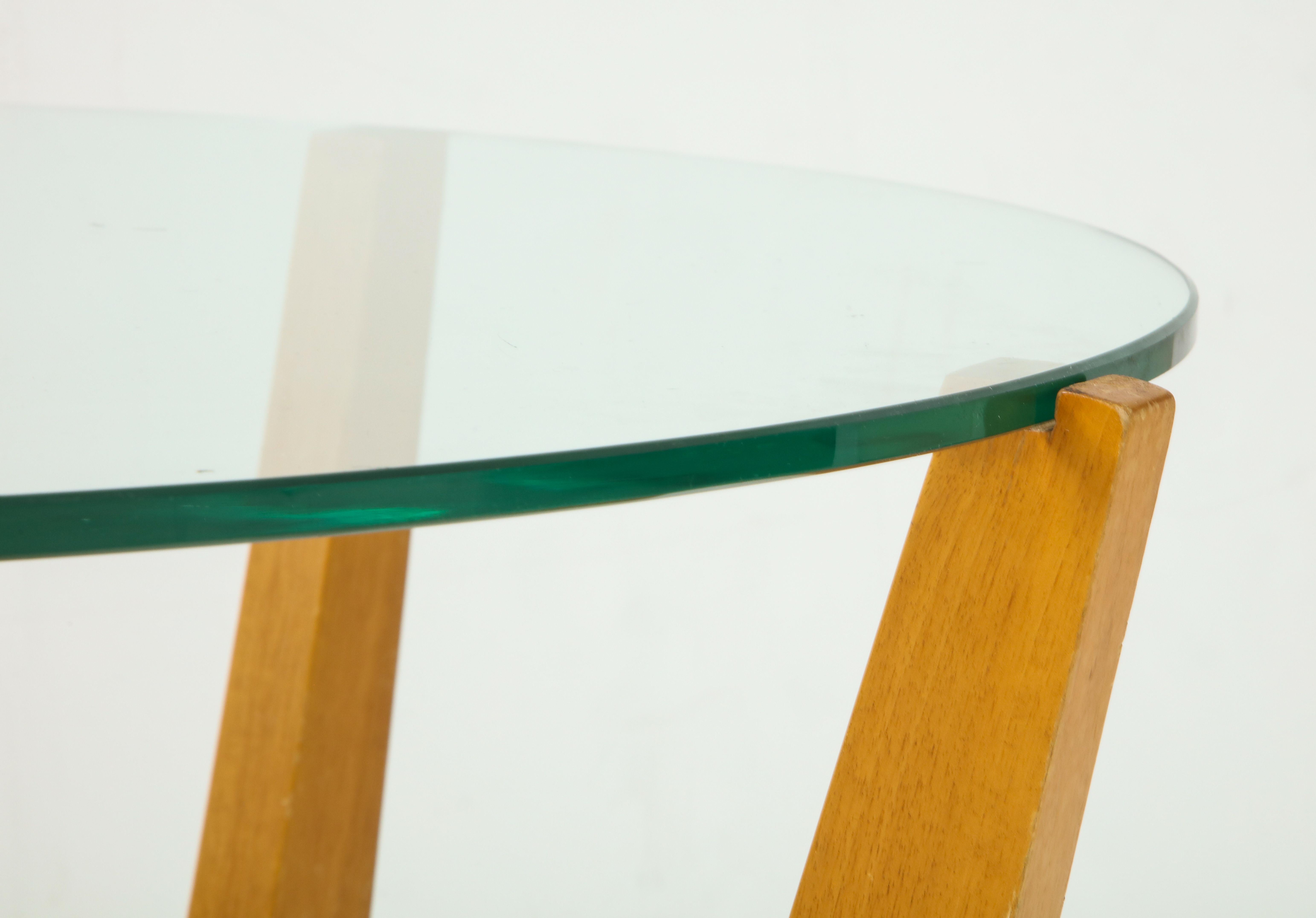 Glass and Oak Coffee Table For Sale 3