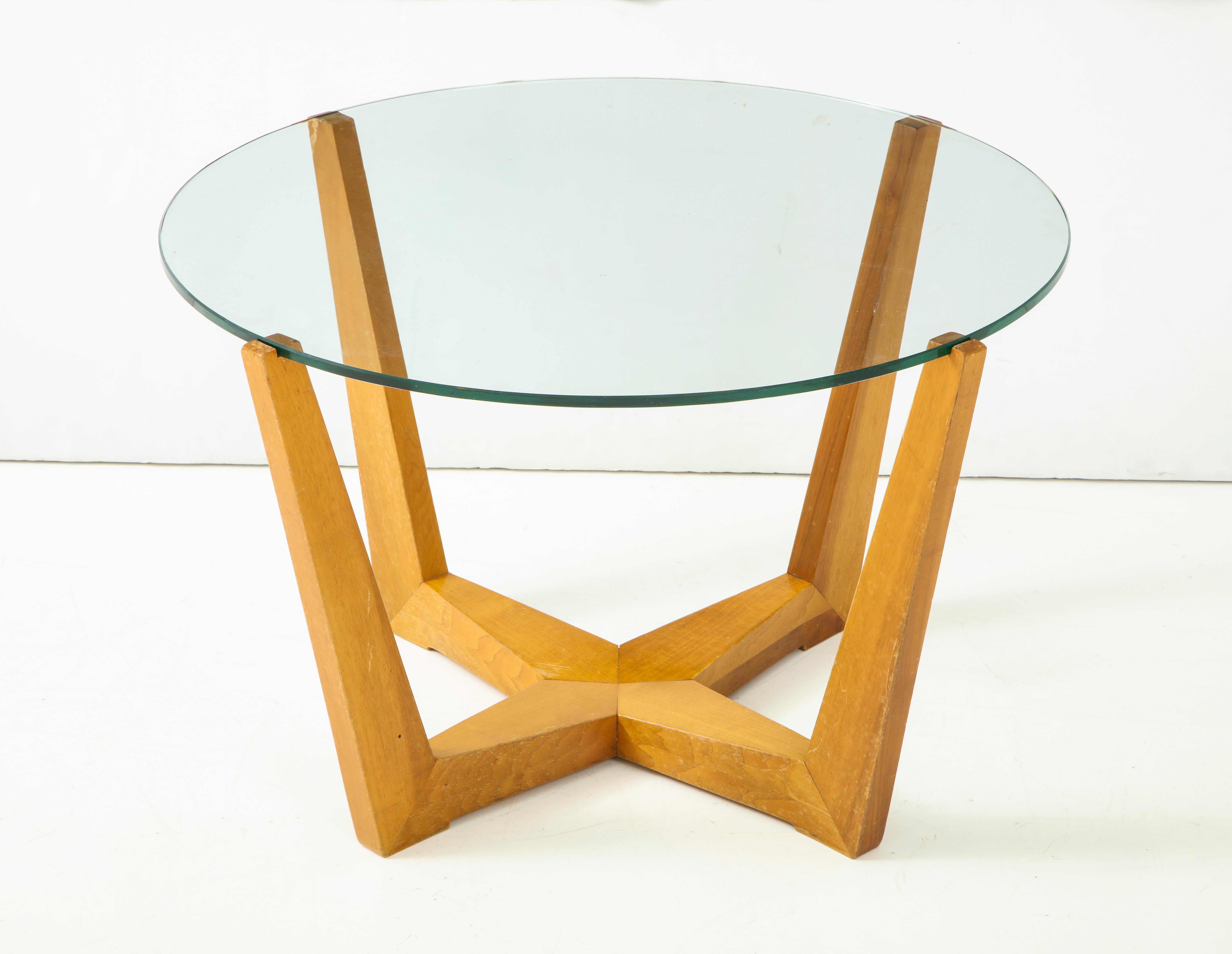 glass oak coffee table