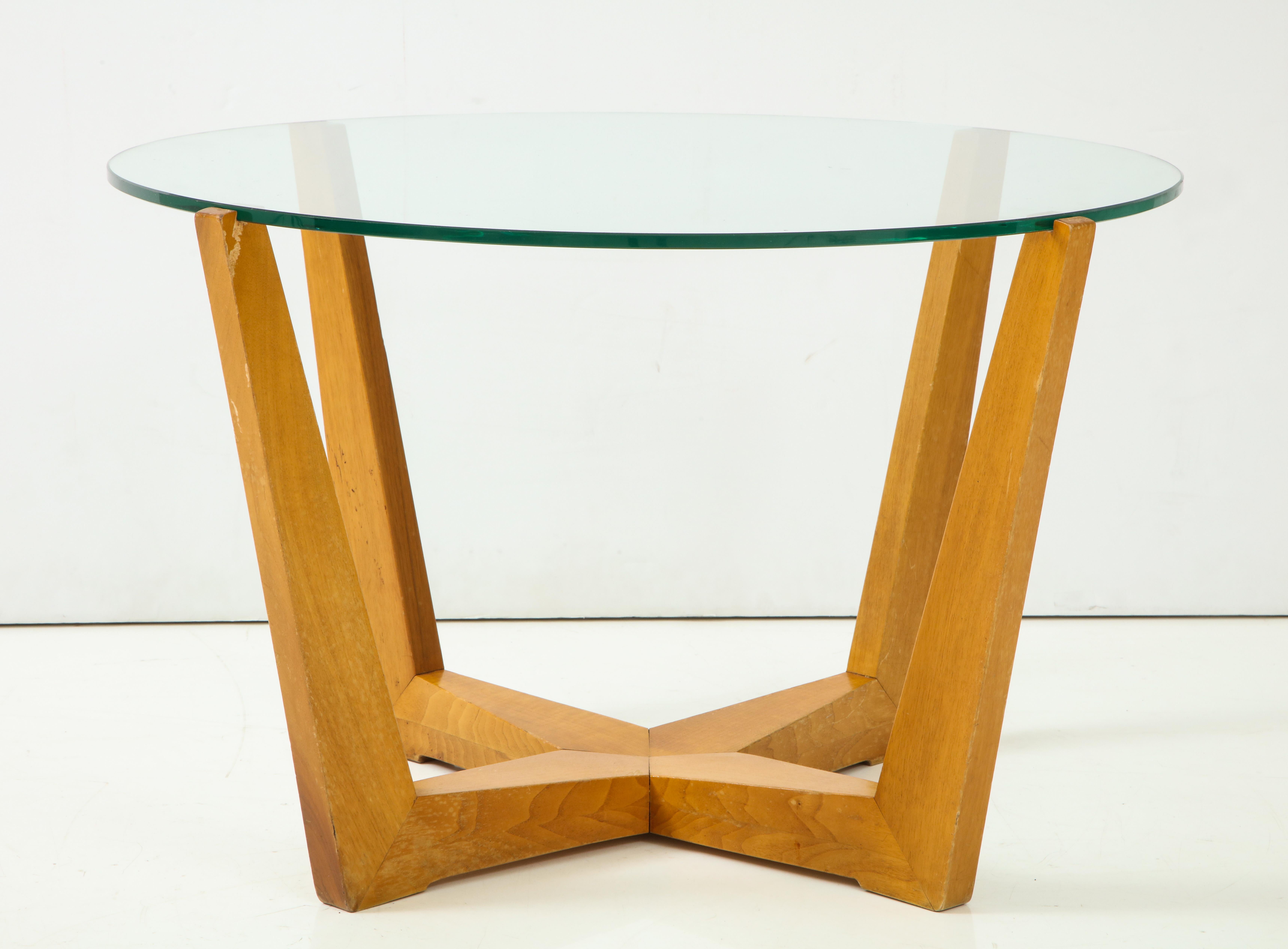 Glass and Oak Coffee Table In Good Condition For Sale In Mt. Kisco, NY