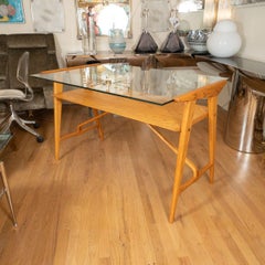 Glass and oak modern desk