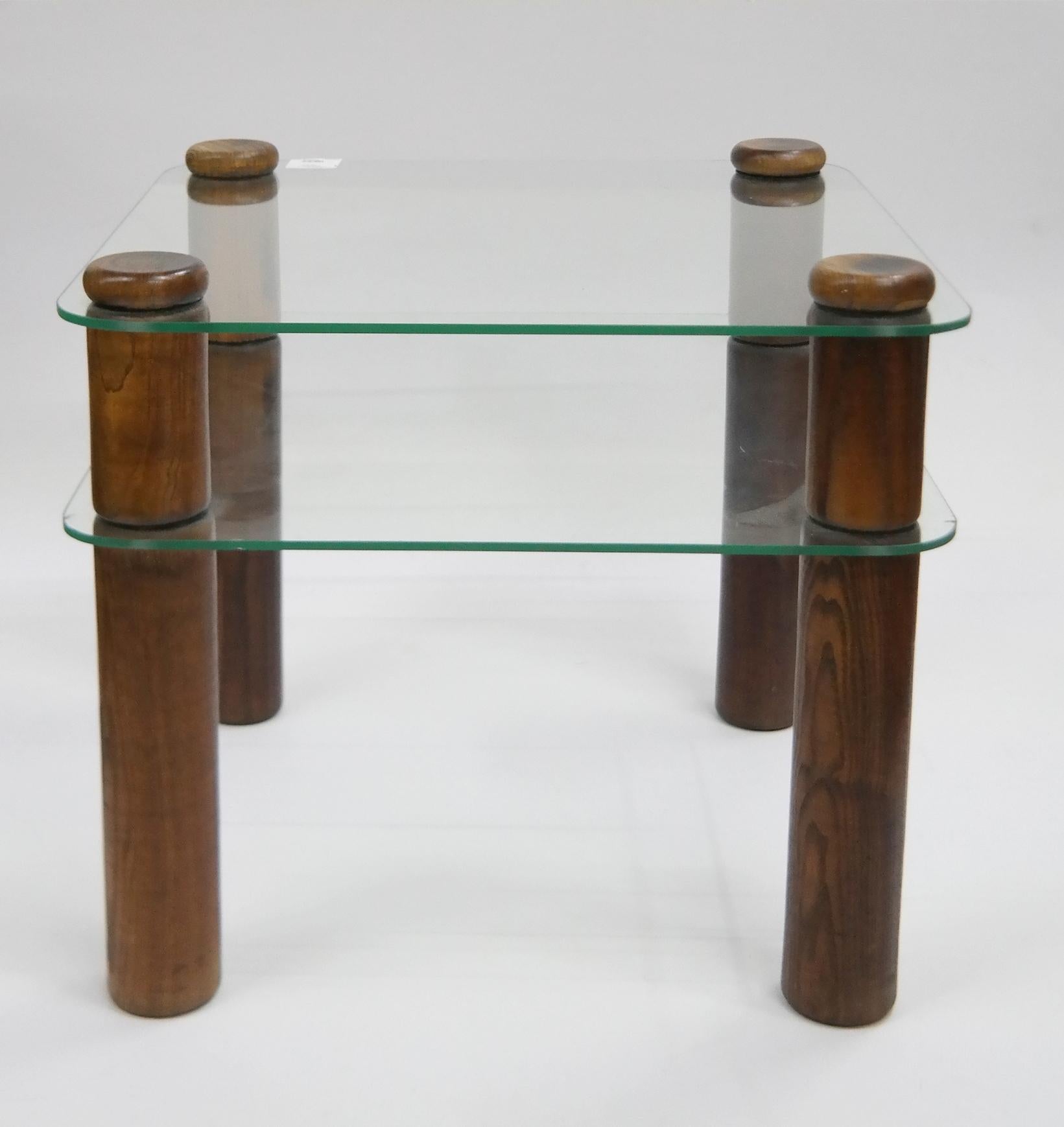 glass and oak side table