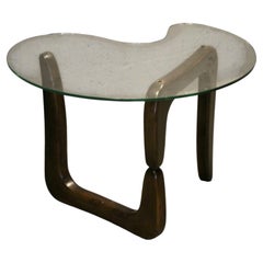 Glass and organic wood end table
