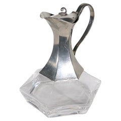 Glass and Pewter Wine Decanter att. to Jean Goadere