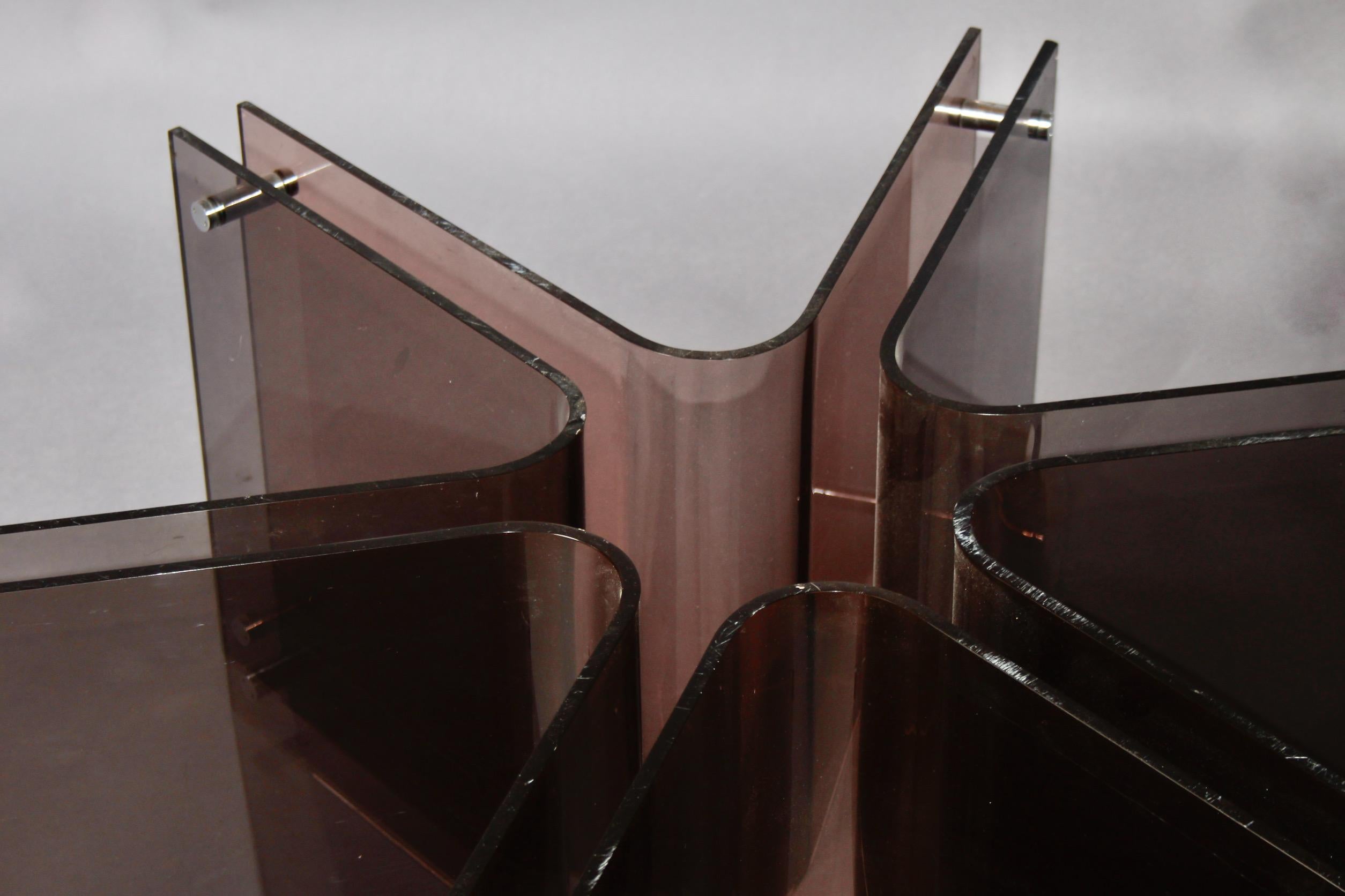 French Glass and plexiglass coffee table For Sale