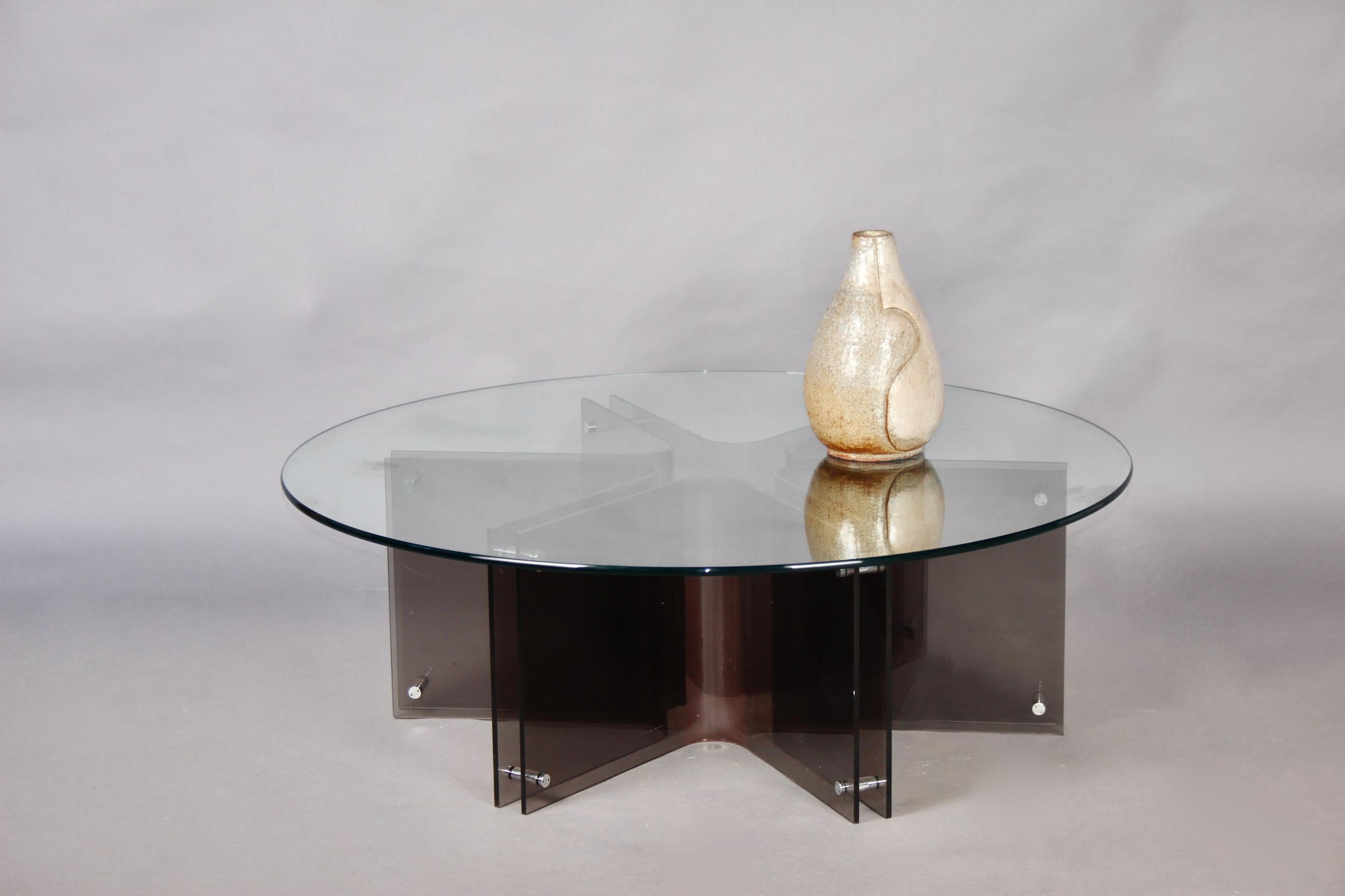 Metal Glass and plexiglass coffee table For Sale
