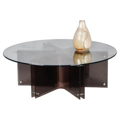 Table basse en verre et plexiglas
