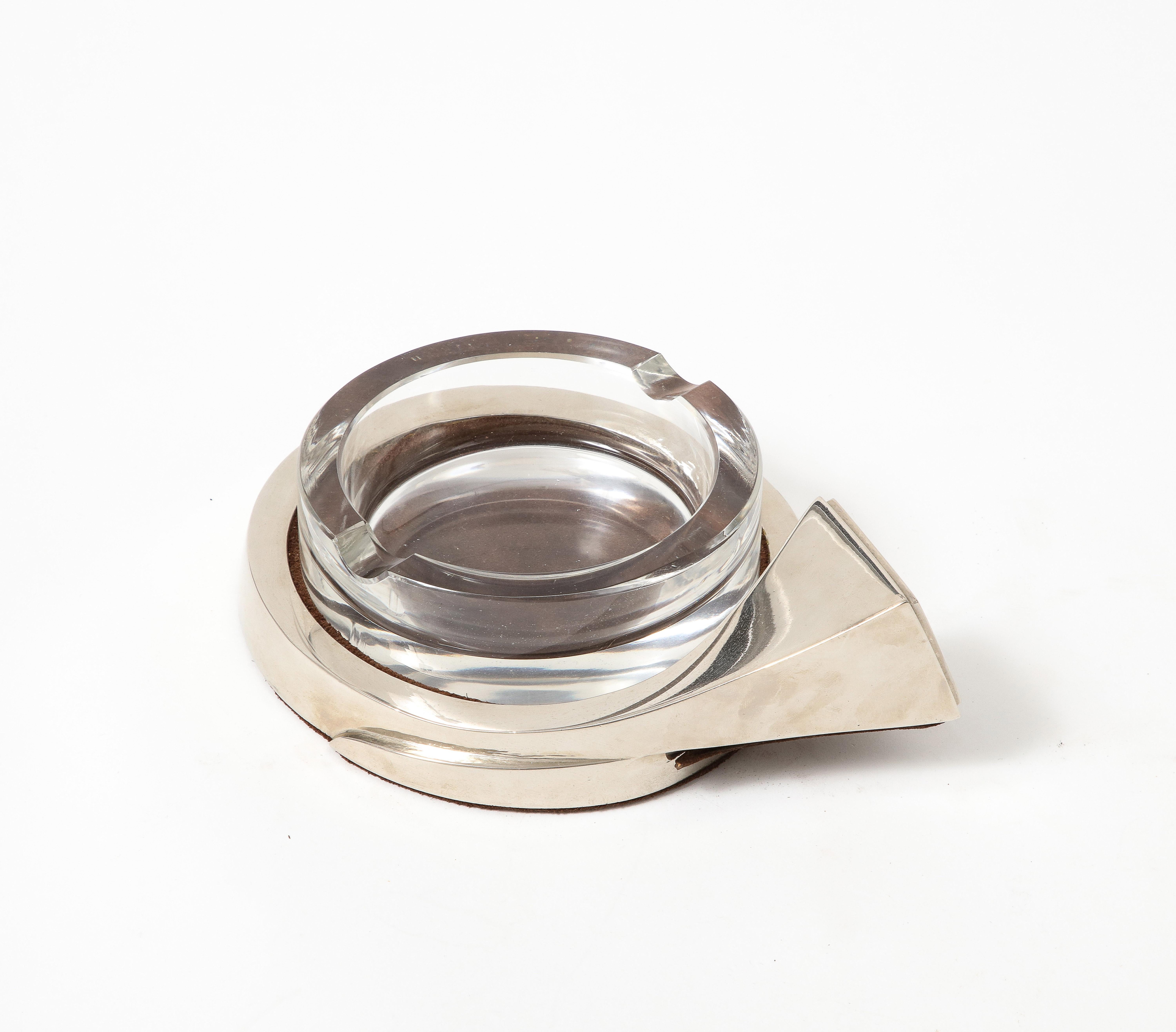 Glass and Silver Ashtray/Vide Poche, Gucci, Italy, c. 1970 For Sale 5