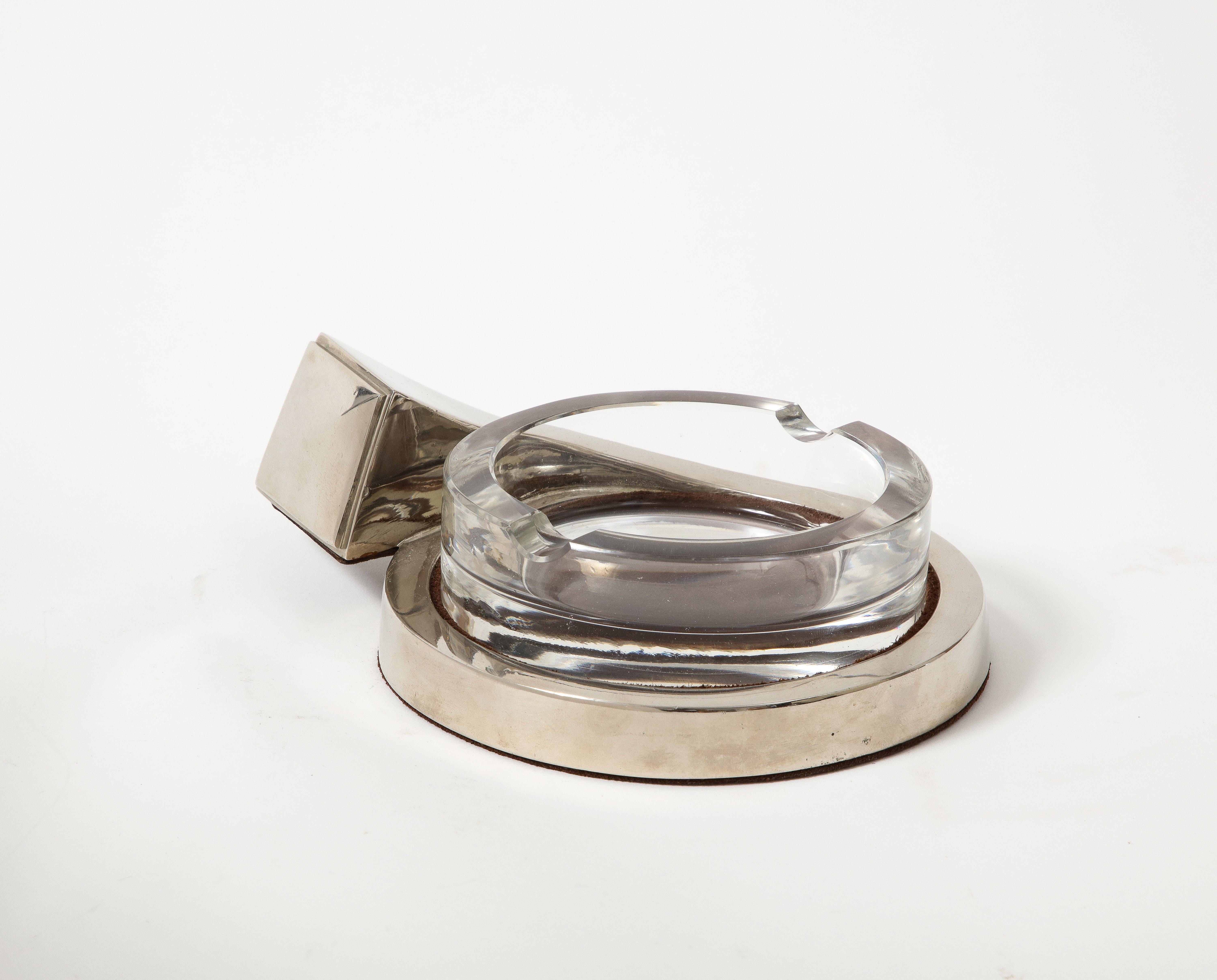 Glass and Silver Ashtray/Vide Poche, Gucci, Italy, c. 1970 For Sale 7