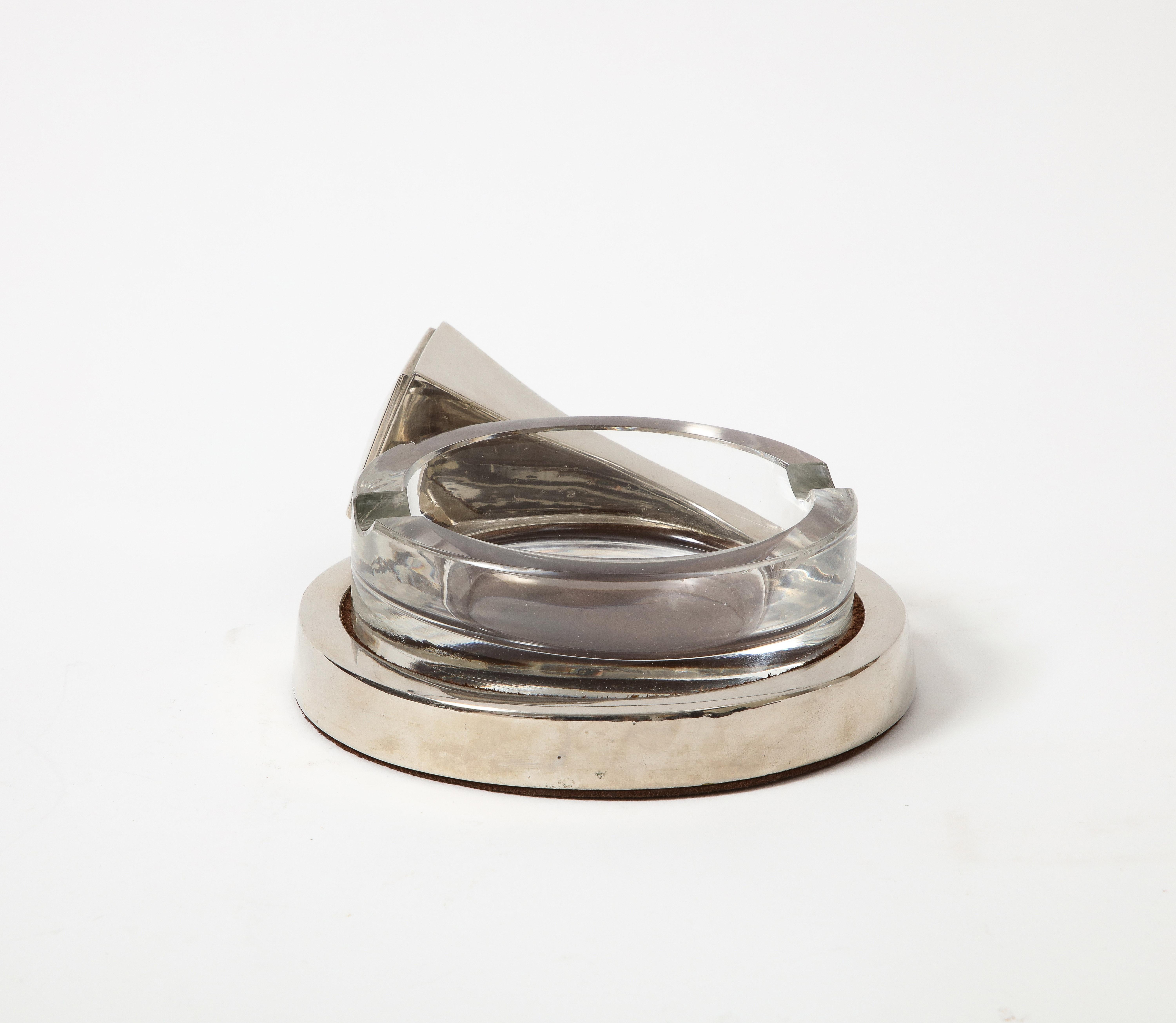 Glass and Silver Ashtray/Vide Poche, Gucci, Italy, c. 1970 For Sale 3