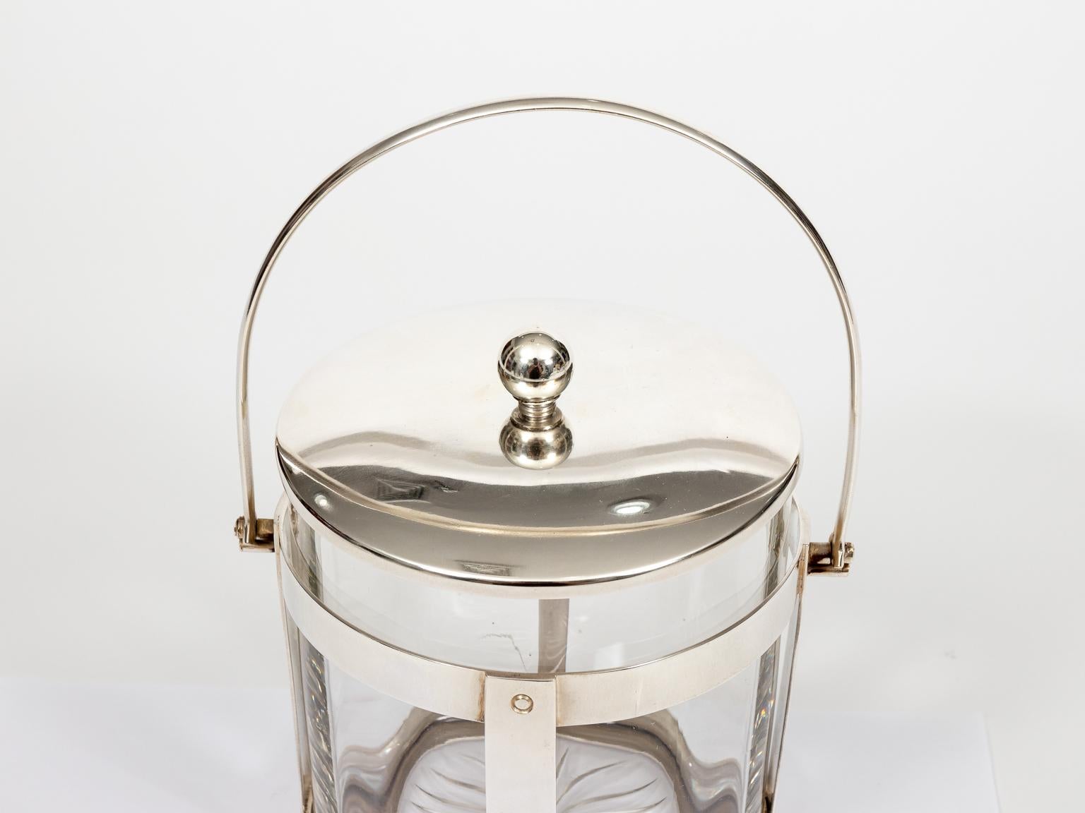 English Glass and Silver Biscuit Barrel For Sale