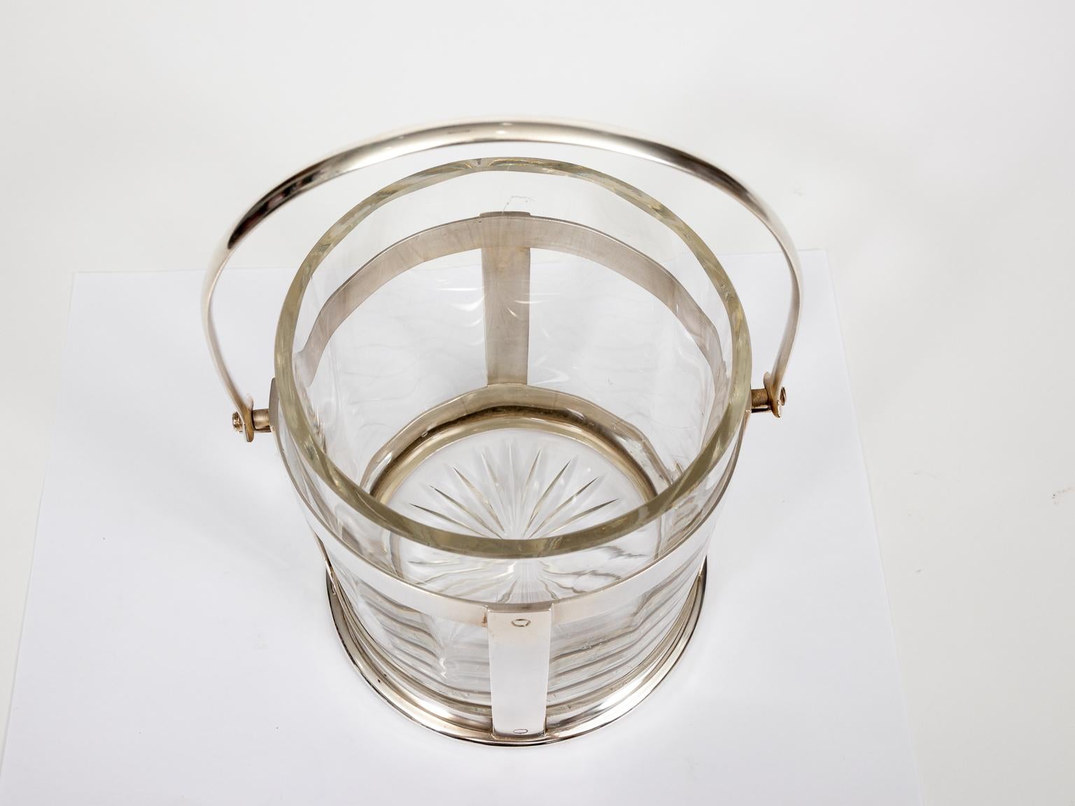 Mid-20th Century Glass and Silver Biscuit Barrel For Sale