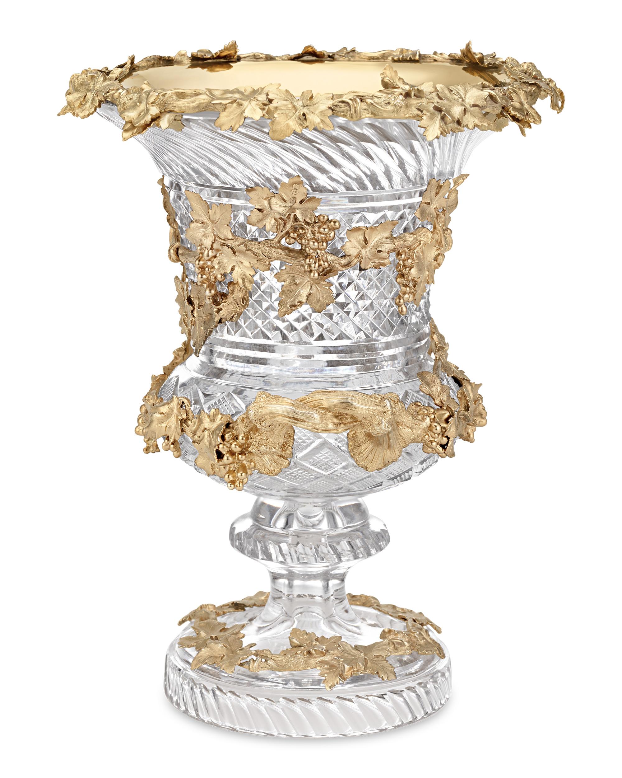 Weinkühler aus Glas und vergoldetem Silber von Hunt & Roskell (Viktorianisch) im Angebot