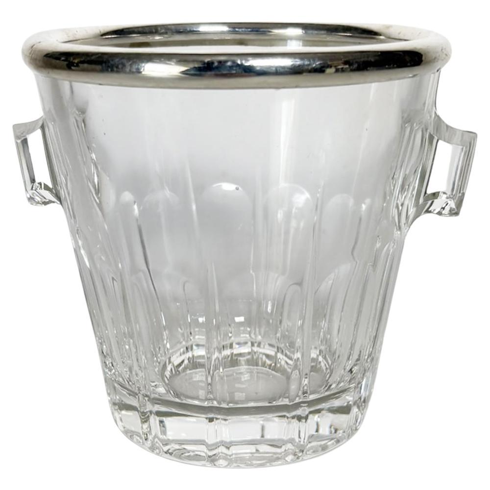 Glass and silver ice bucket, France, 1970 For Sale