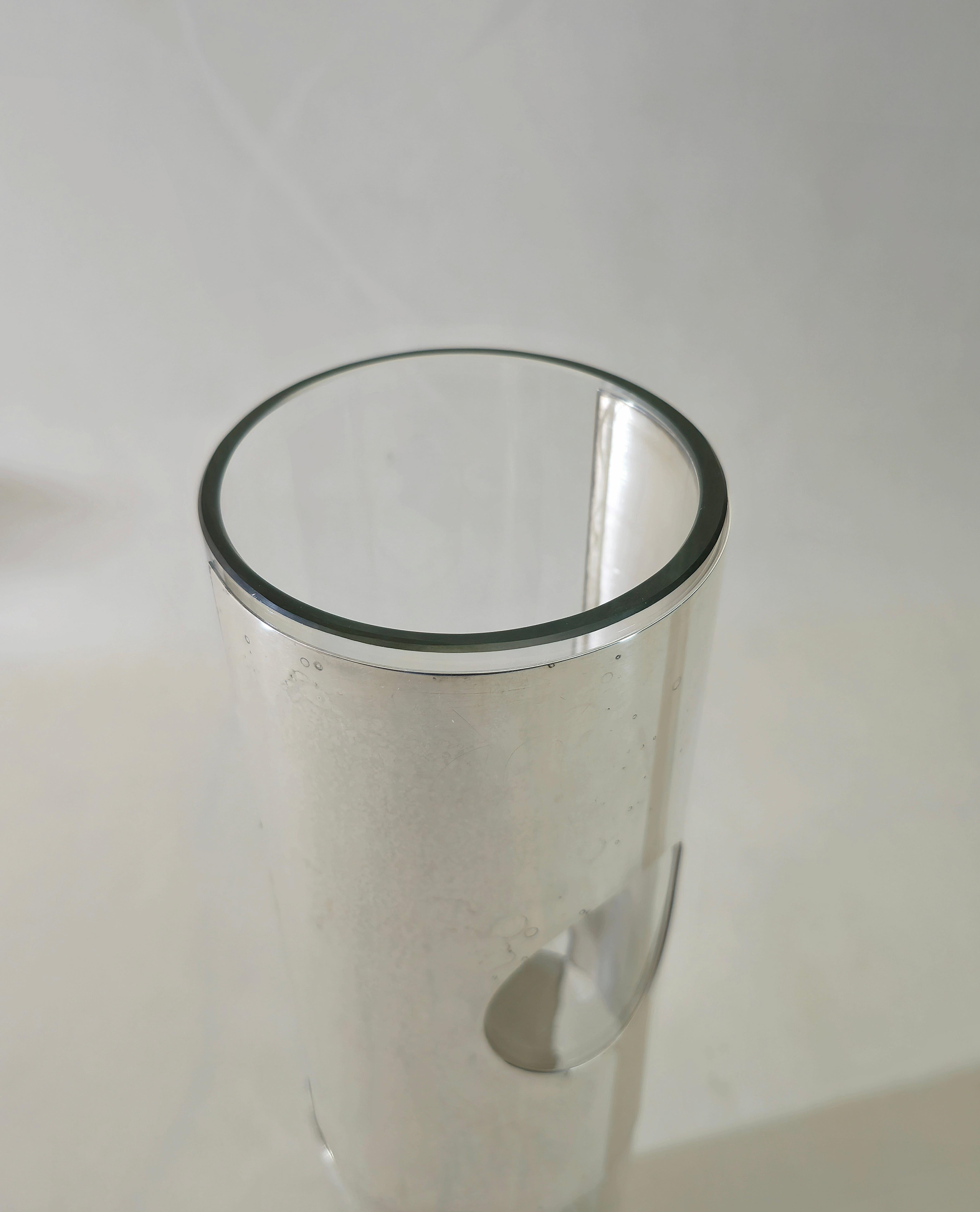 20th Century Glass and silver metal vase by Lino Sabattini, 1970s Design Italy Midcentury For Sale