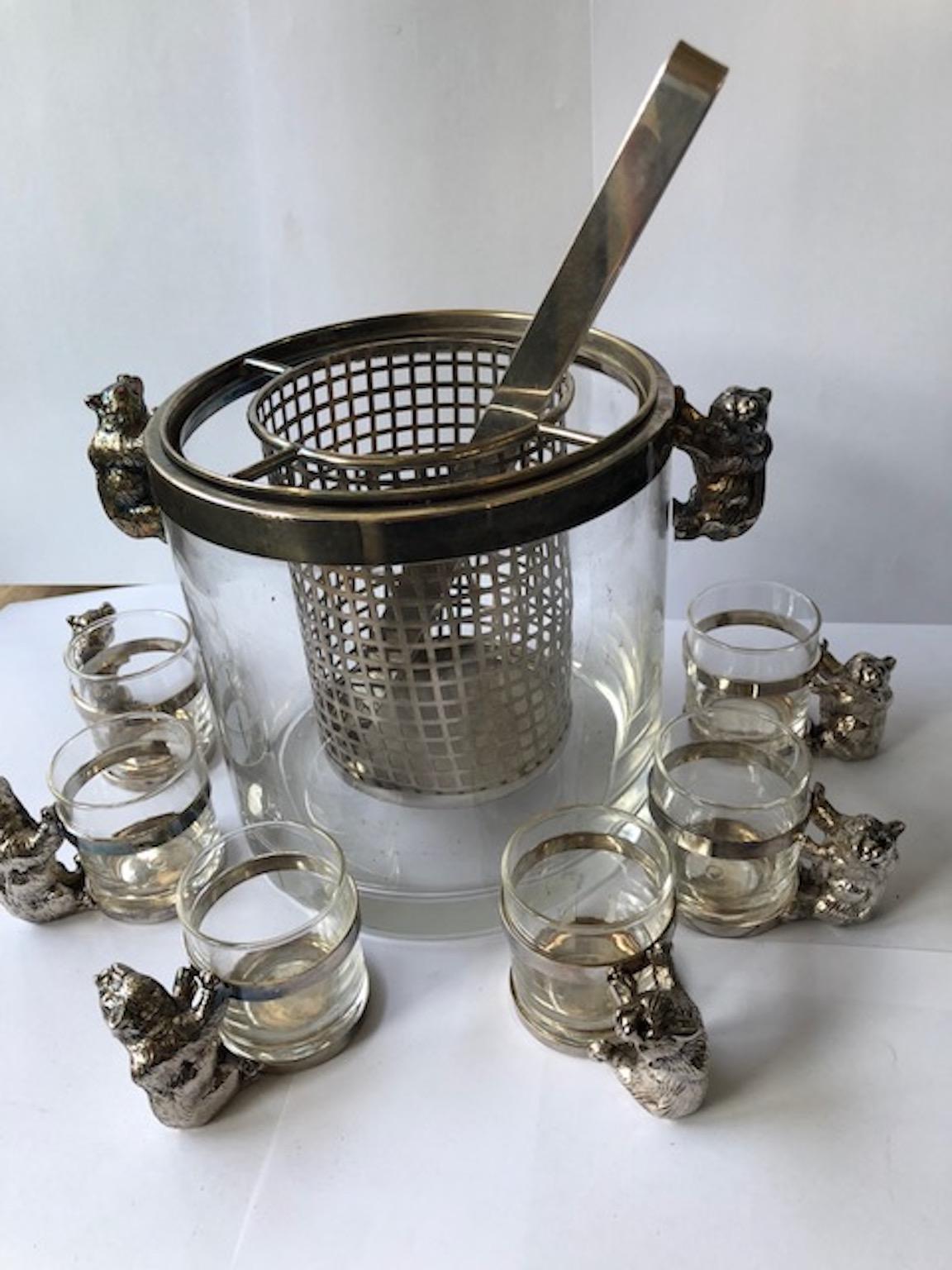 Glass and Silver Plated Russian Vodka and Caviar Set, Italy, 1970s 3