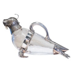 Vintage Glass and Silver Plated Walrus Claret Jug, circa 1930