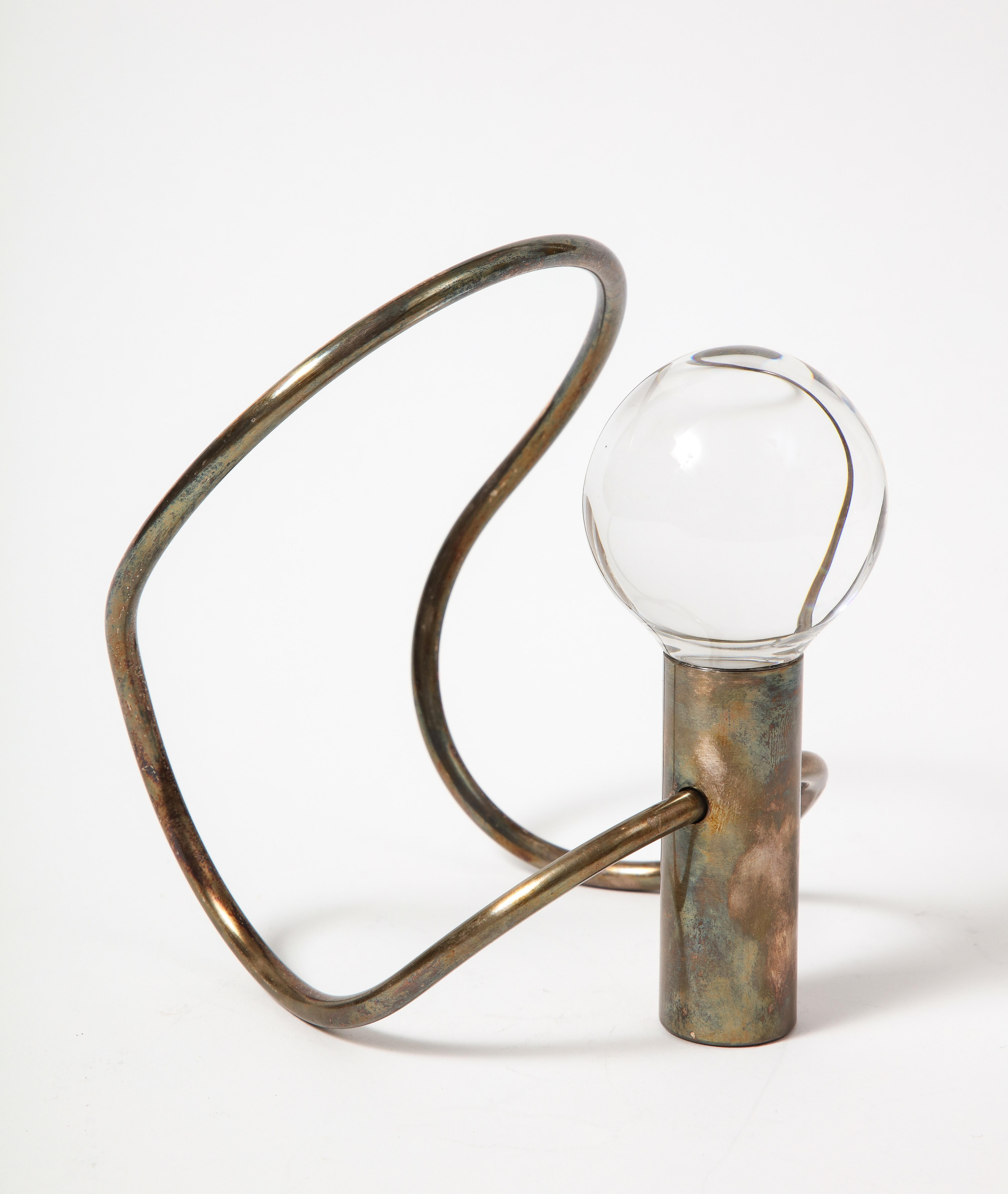 Glass and Silver Sculptural Candle Holder by Lino Sabattini, Italy, c. 1960 5