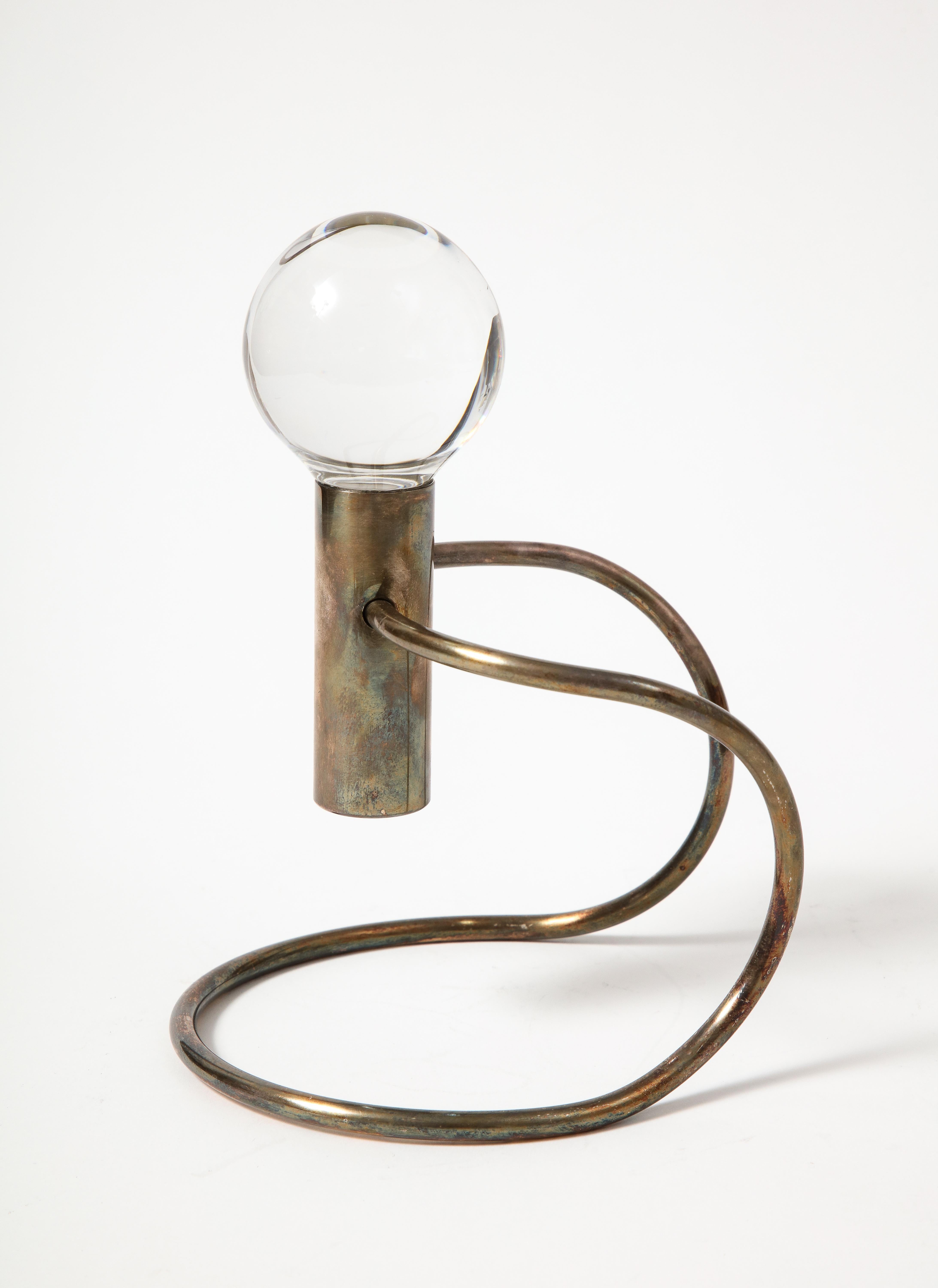 Glass and Silver Sculptural Candle Holder by Lino Sabattini, Italy, c. 1960 7