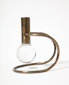 Skulpturaler Kerzenhalter aus Glas und Silber von Lino Sabattini, Italien, um 1960