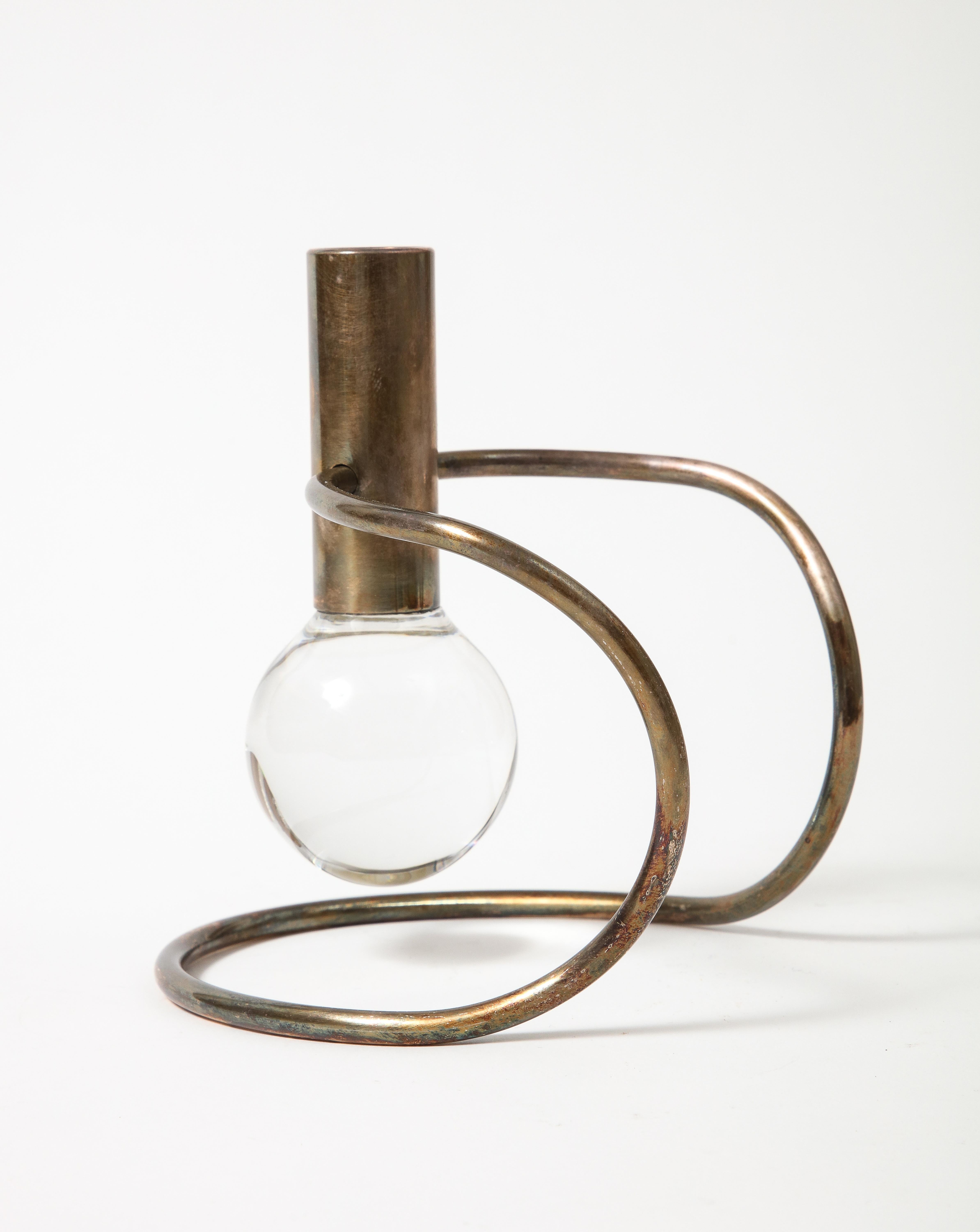Glass and Silver Sculptural Candle Holder by Lino Sabattini, Italy, c. 1960 In Good Condition In New York City, NY