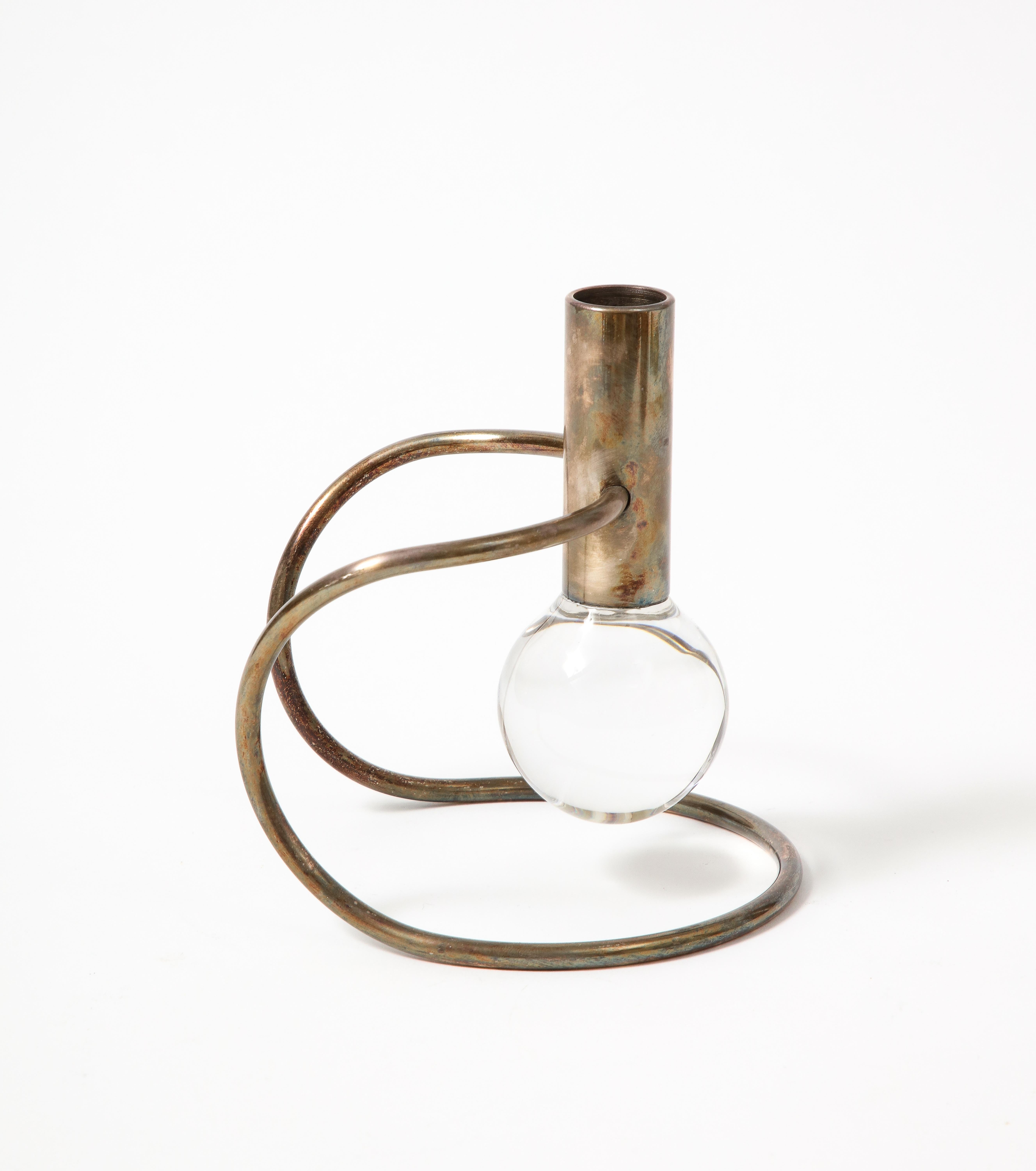 Glass and Silver Sculptural Candle Holder by Lino Sabattini, Italy, c. 1960 1