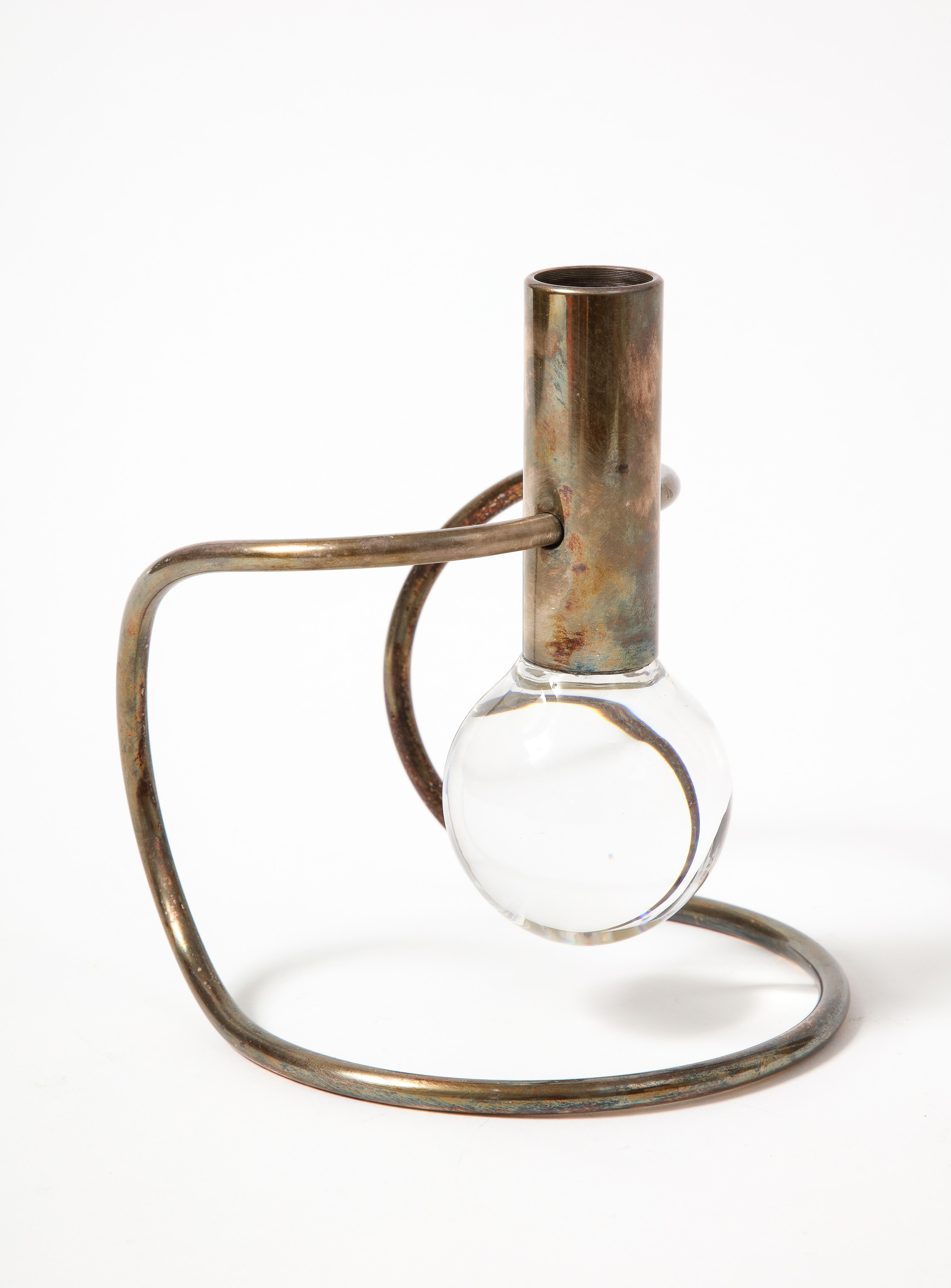 Glass and Silver Sculptural Candle Holder by Lino Sabattini, Italy, c. 1960 2