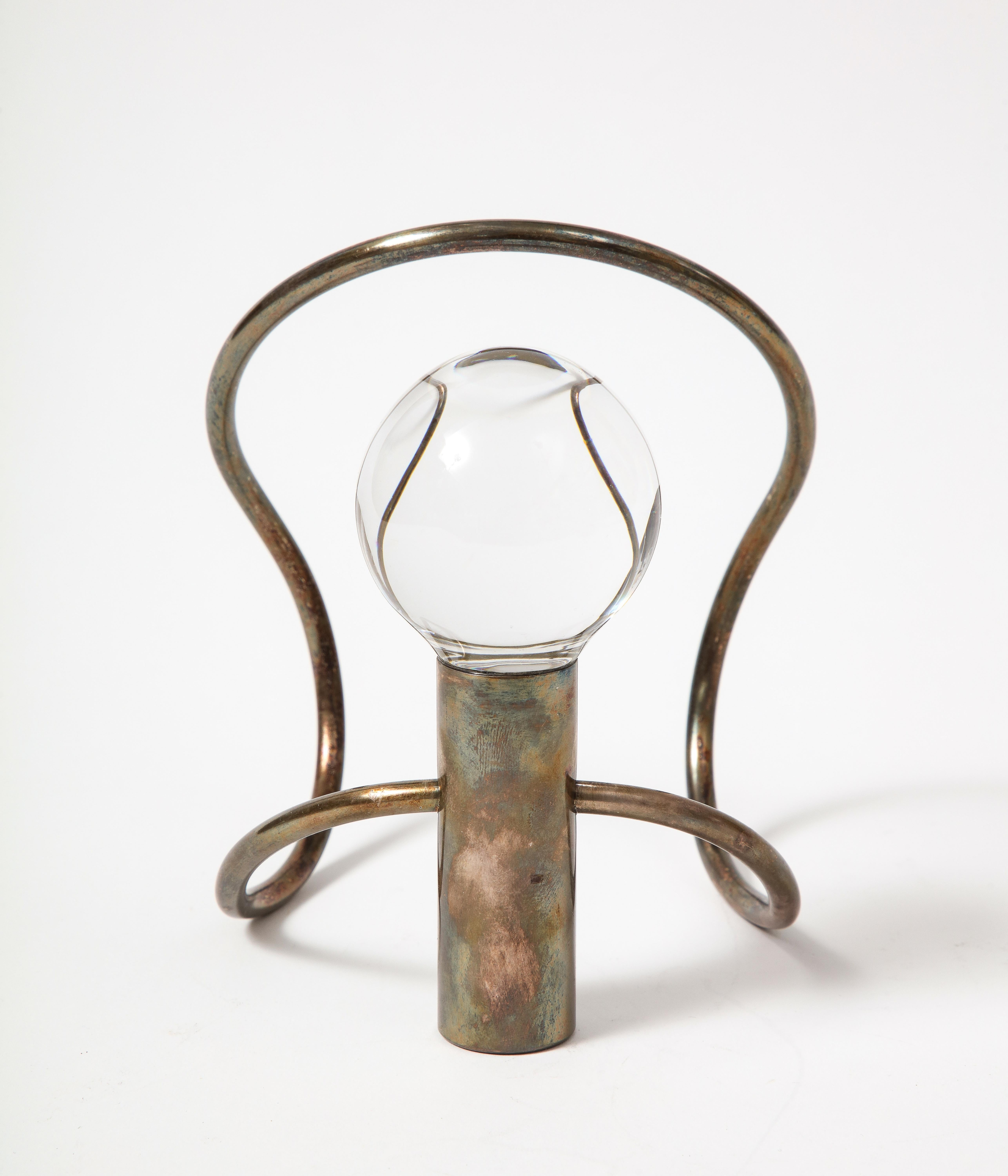 Glass and Silver Sculptural Candle Holder by Lino Sabattini, Italy, c. 1960 3