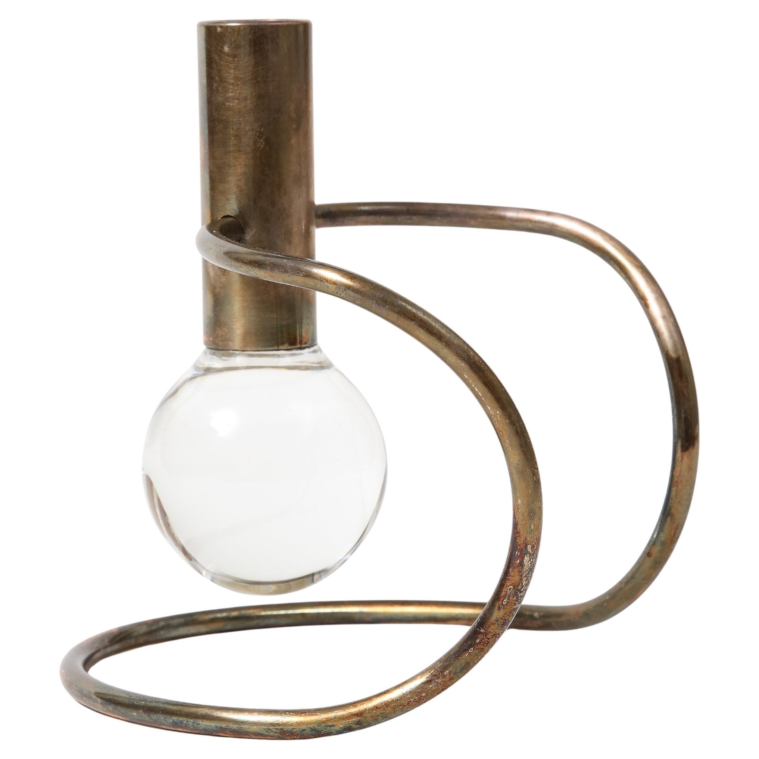 Glass and Silver, Sculptural Candle Holder by Lino Sabbatini, Italy, c. 1960
