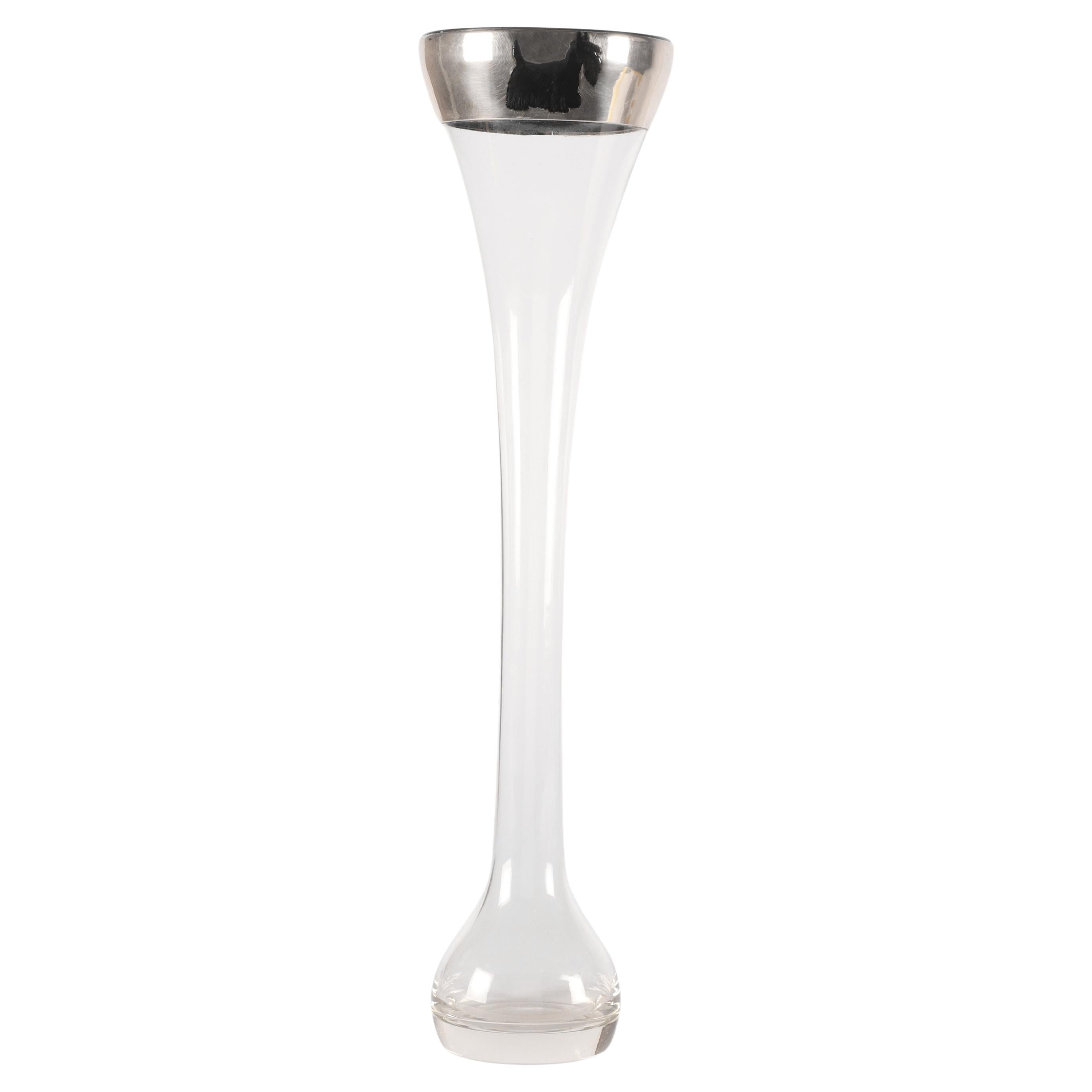 Vaso in vetro e argento con cane Scottish Terrier smaltato, Stati Uniti, 1900. in vendita