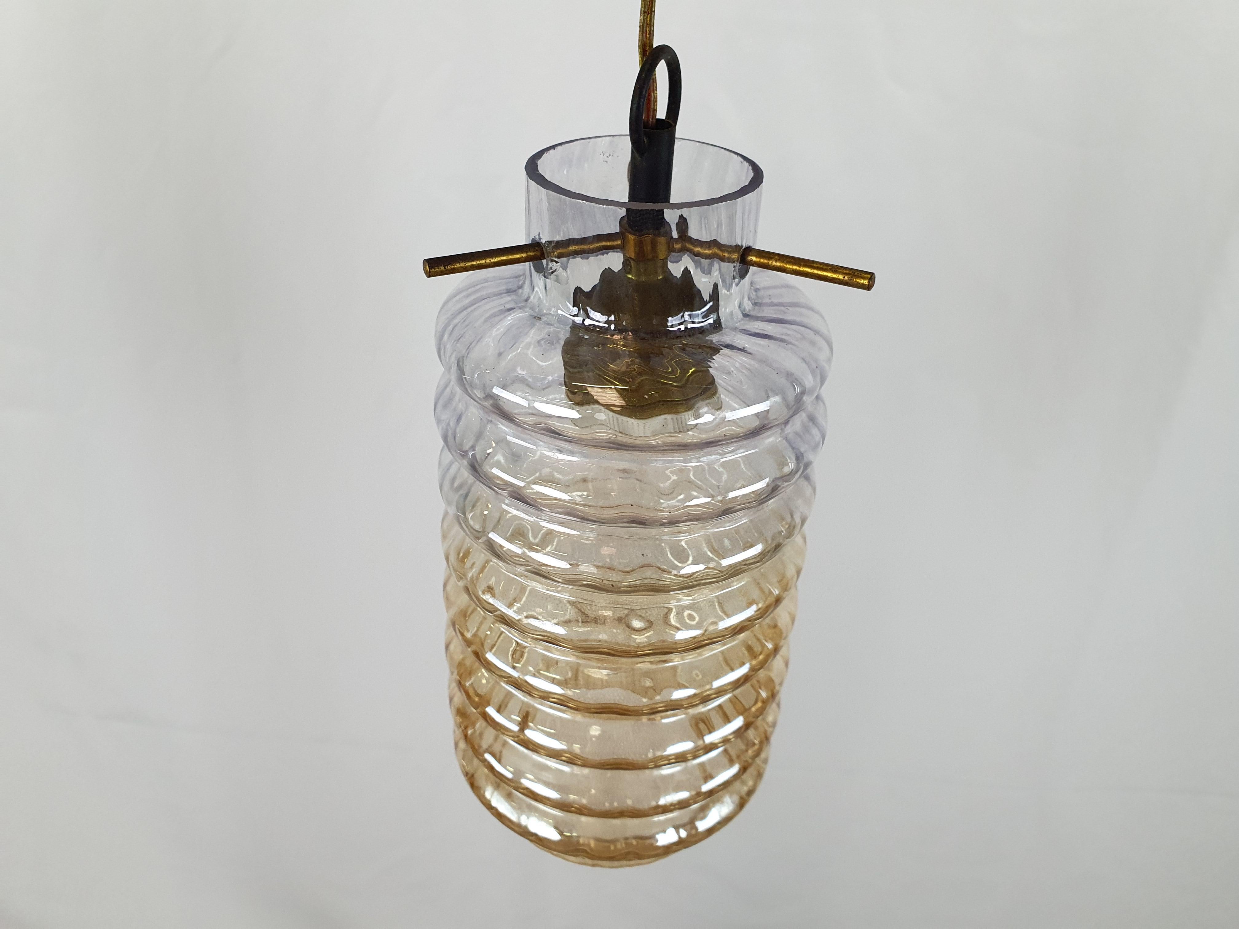Italian Glass and Smoked Glass Chandelier from the 1970s For Sale