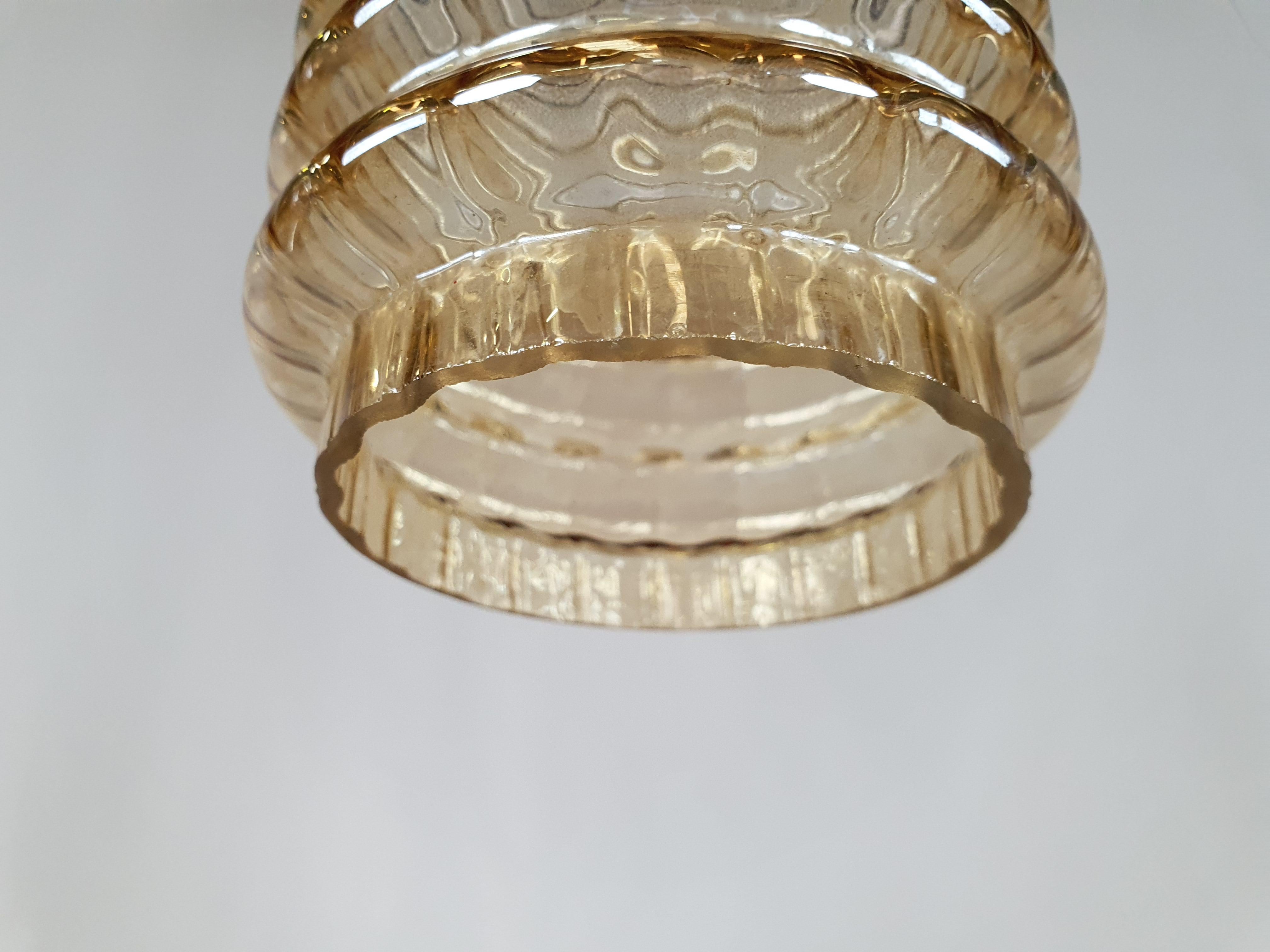 Fine XX secolo Lampadario in vetro e vetro fumé degli anni '70 in vendita