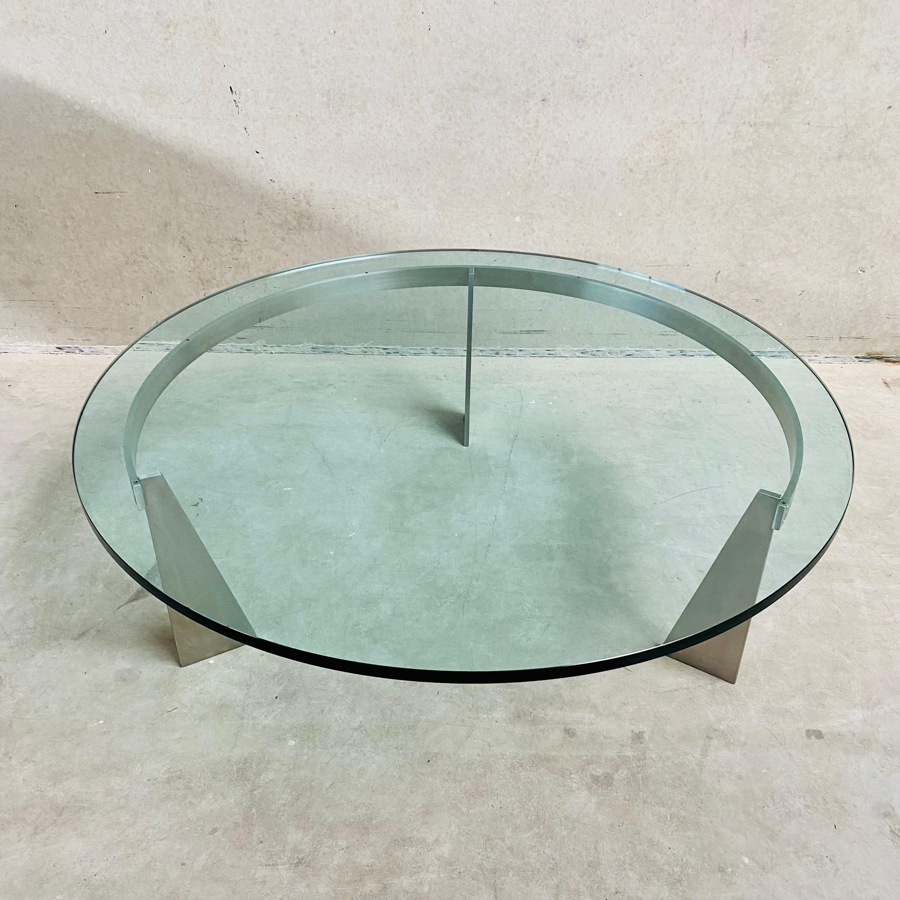 Glass and Steel Coffee Table 