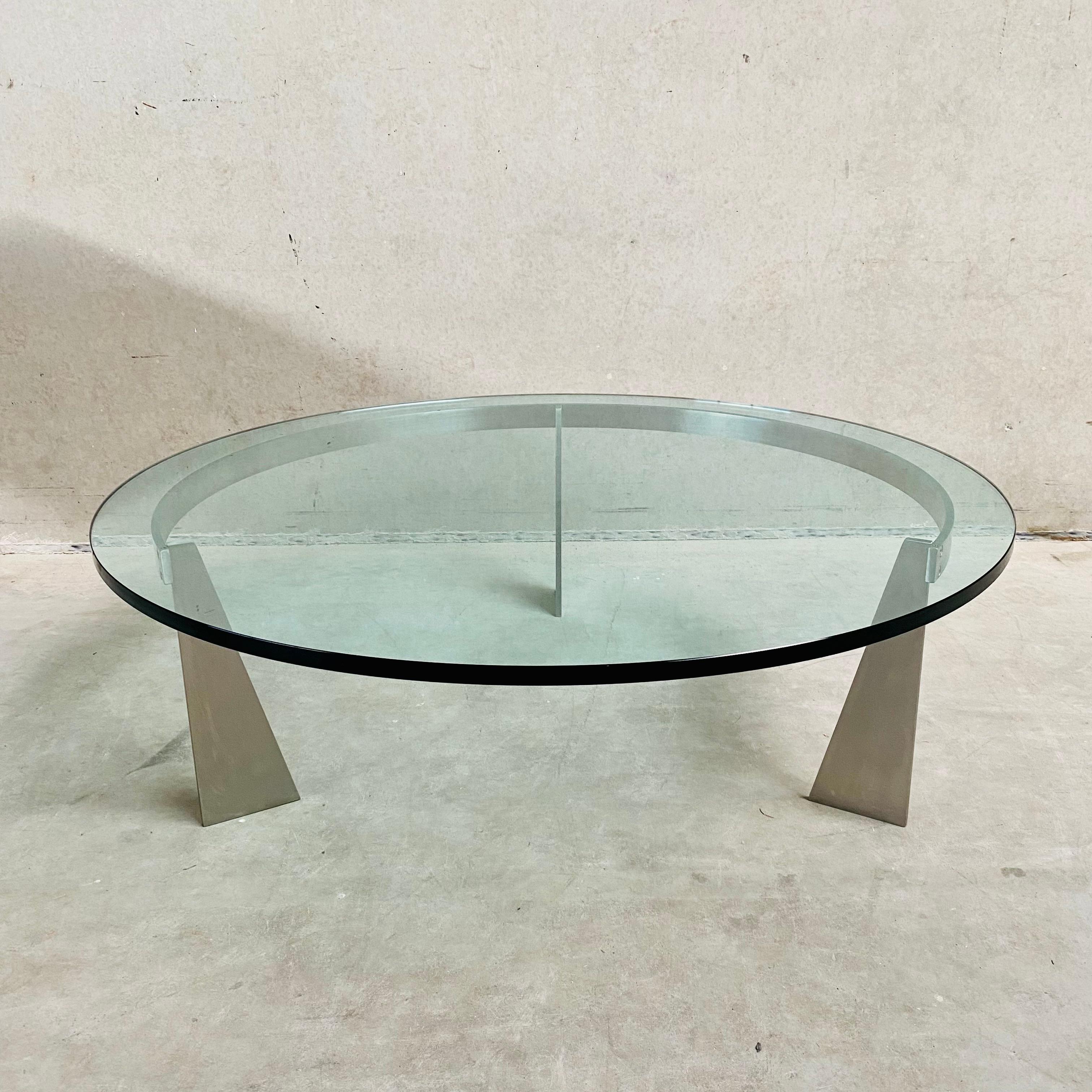 Glass and Steel Coffee Table 
