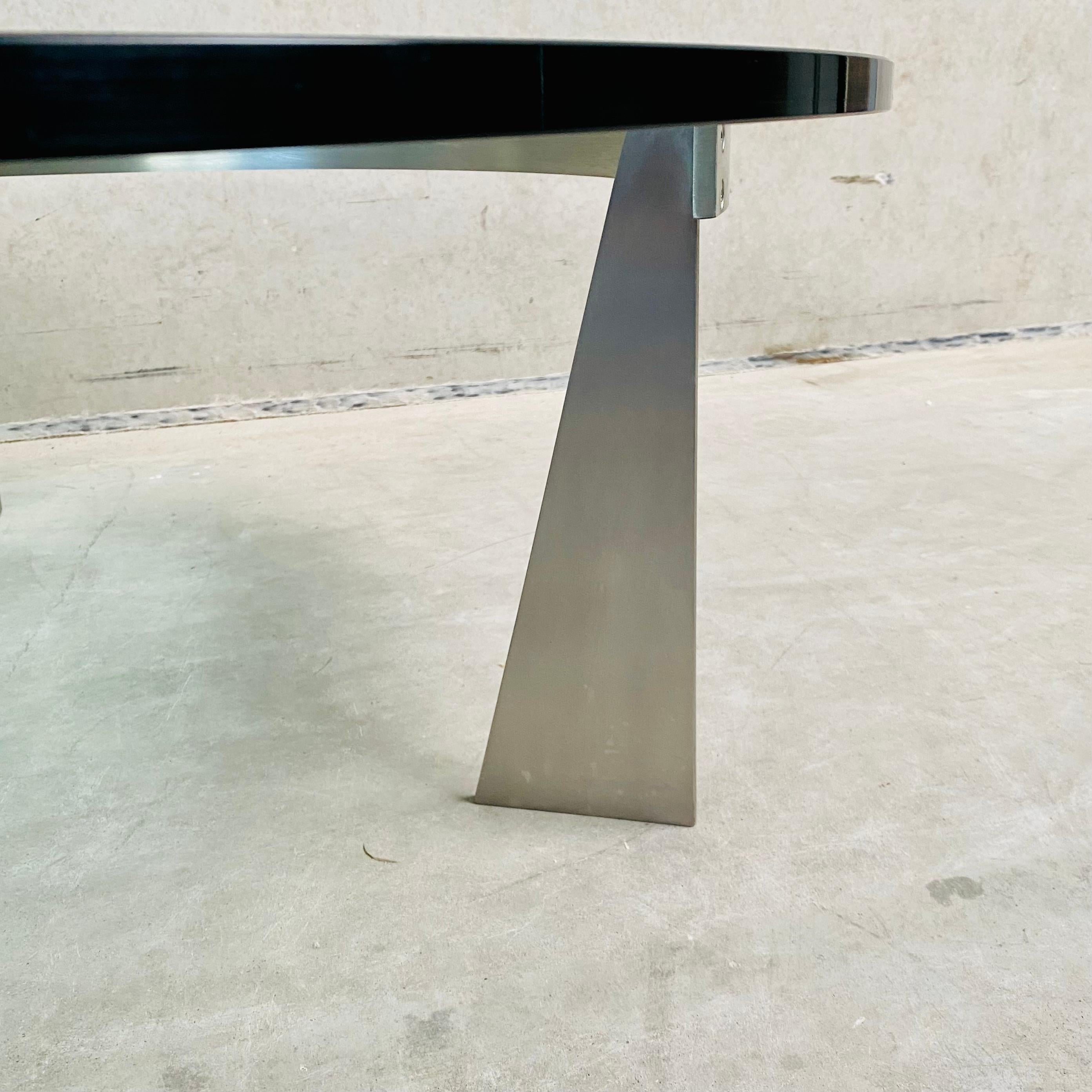Stainless Steel Glass and Steel Coffee Table 