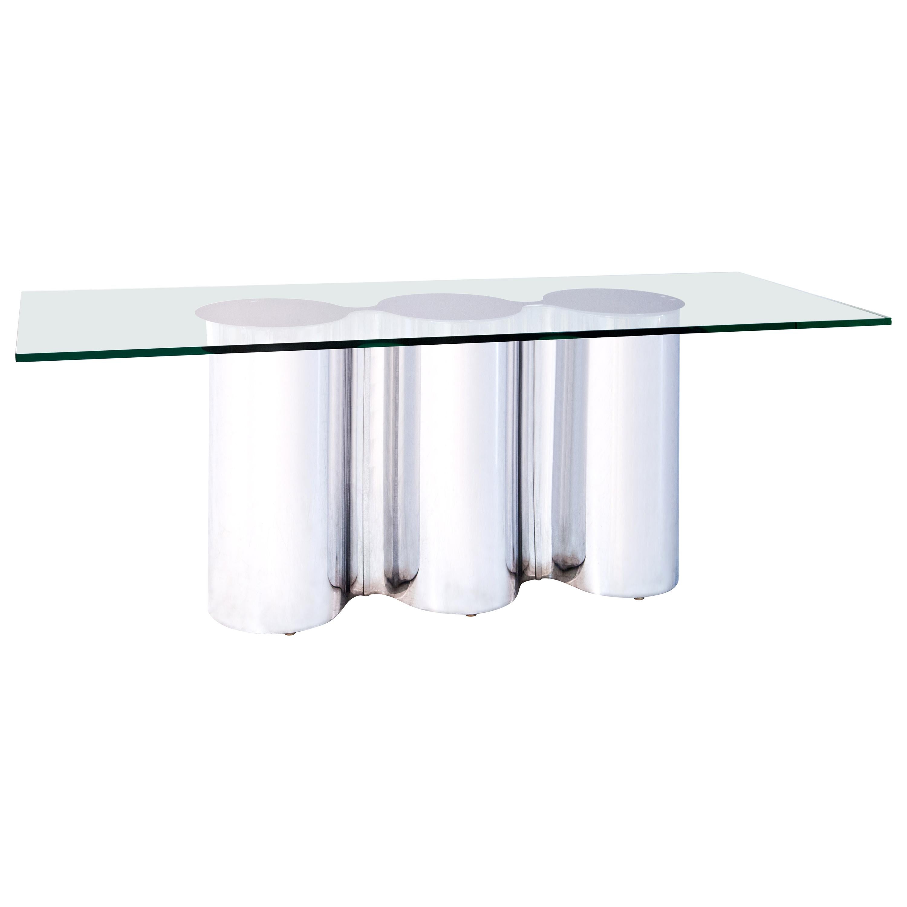 Glass and Steel Console by Arrmet