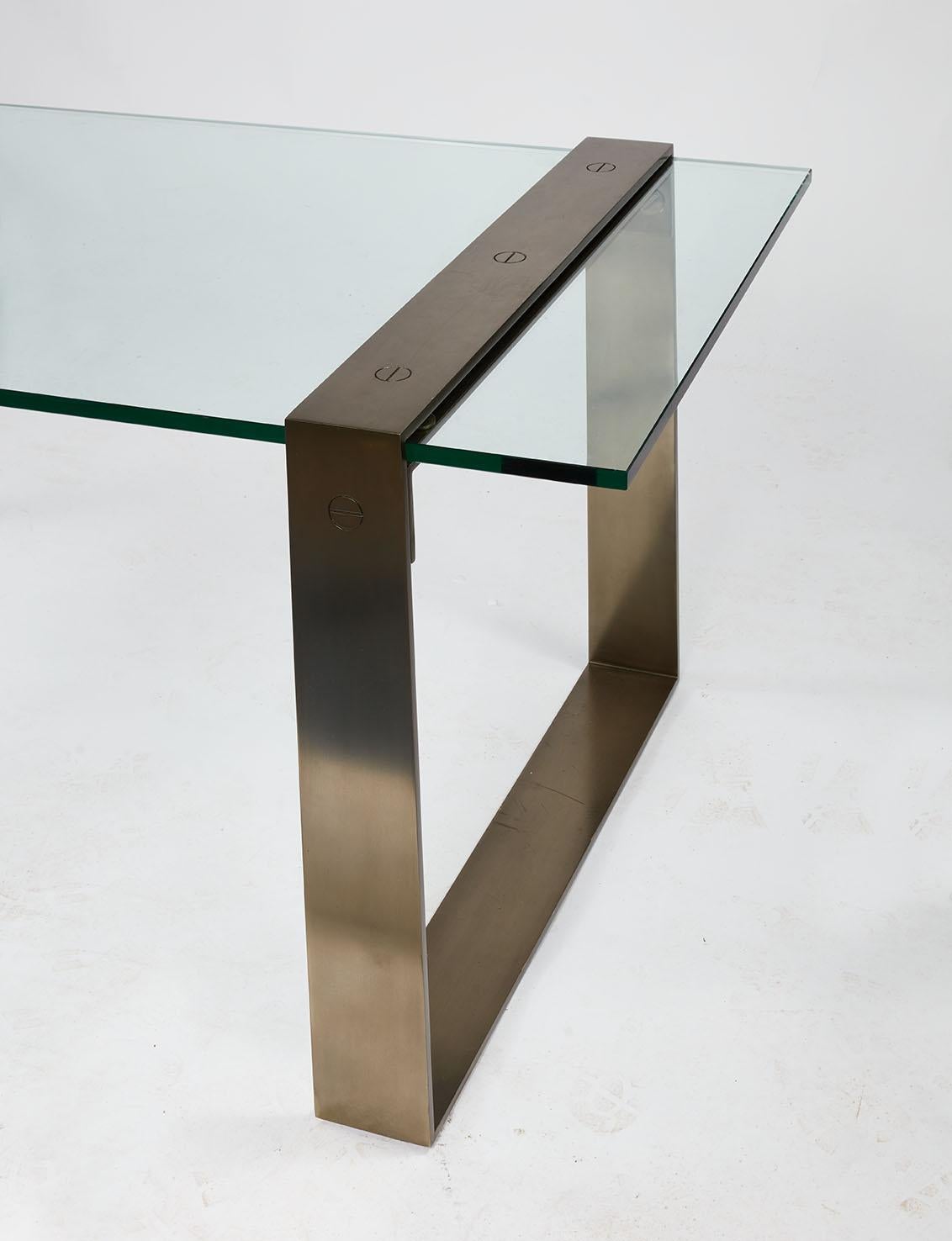Schreibtisch aus Glas und Stahl von Anthony Cox (amerikanisch) im Angebot