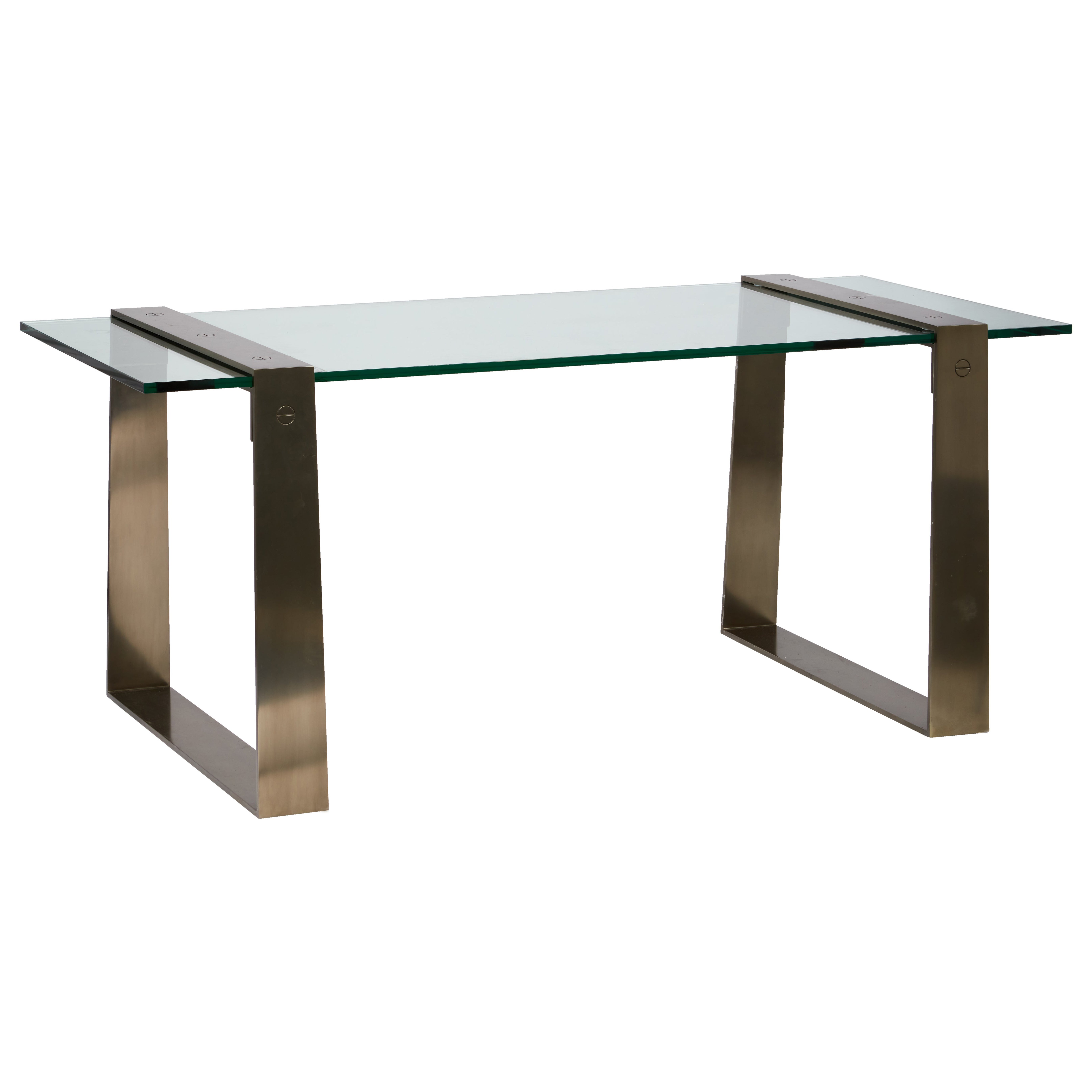 Schreibtisch aus Glas und Stahl von Anthony Cox im Angebot