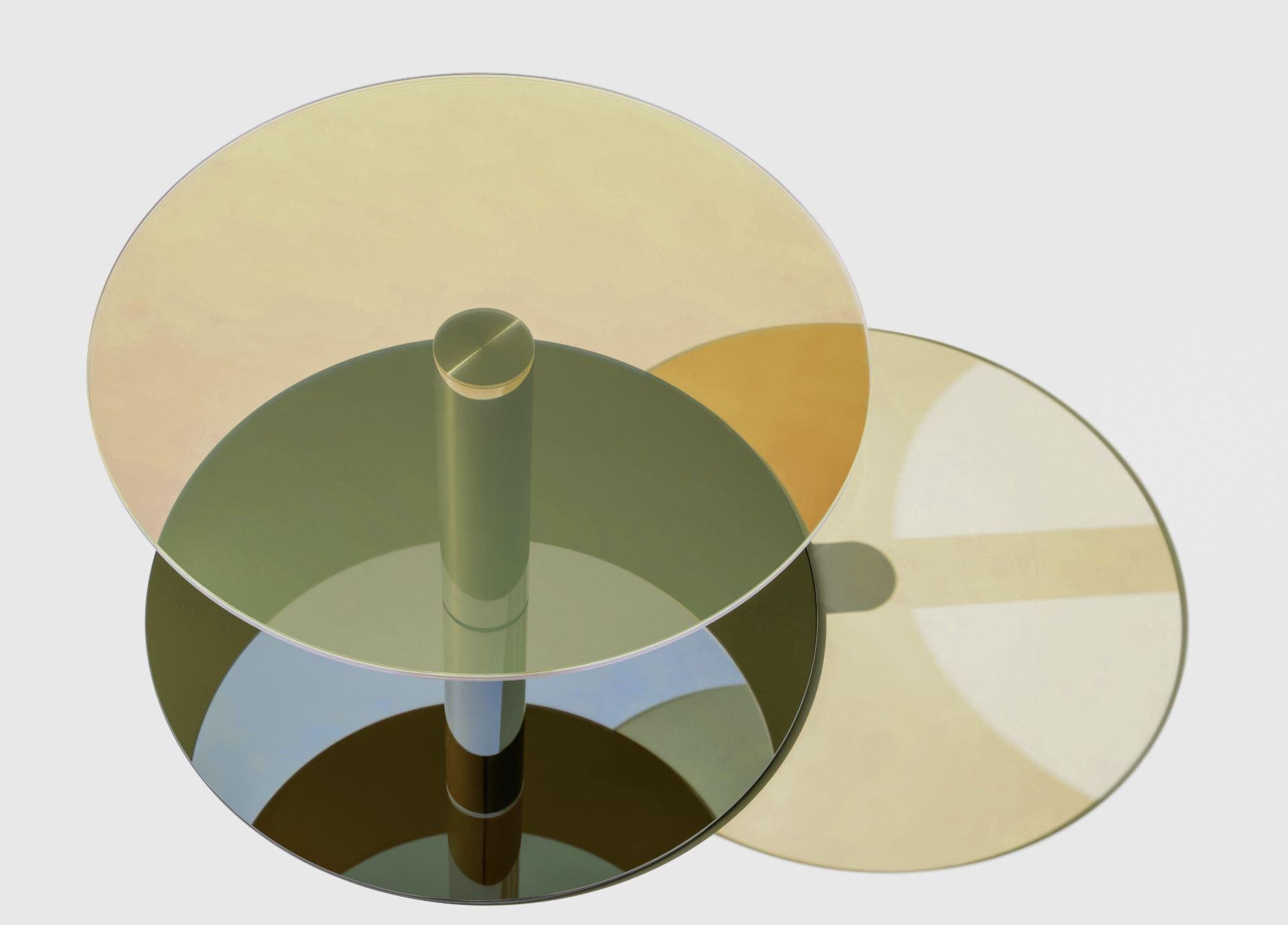 Moderne Table basse « Dia » en verre et acier, Sebastian Scherer en vente