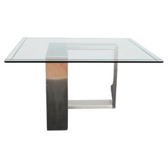 Used Glass and Steel Dining Table, 1970s