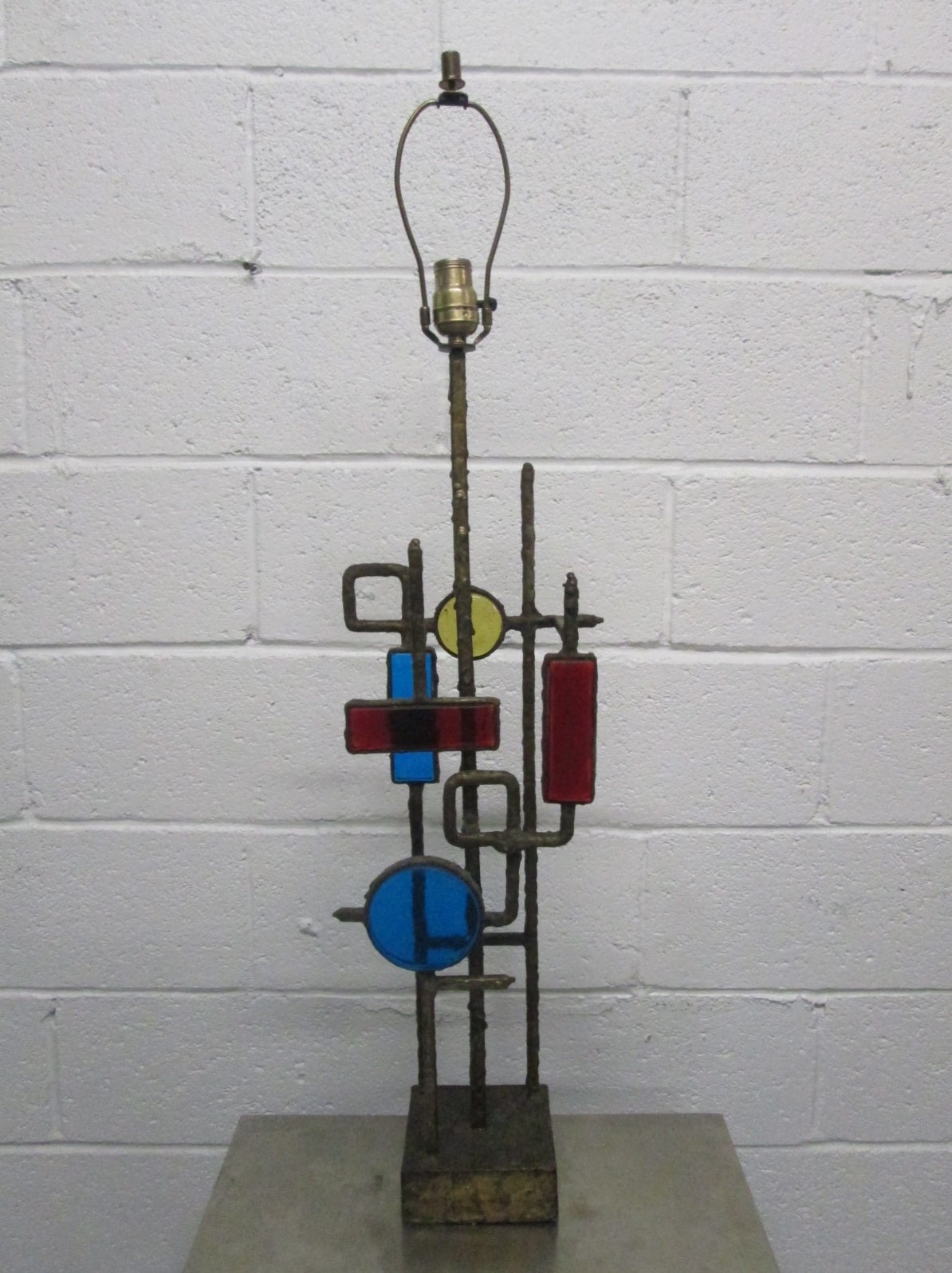 Mid-Century Modern Glass and Steel Lamp by Svend Aage Holm Sorensen For Sale