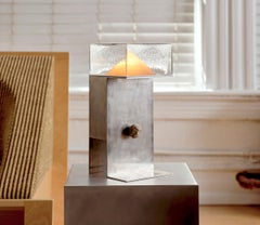 Glass and Steel Perception Table Lamp by Known Work