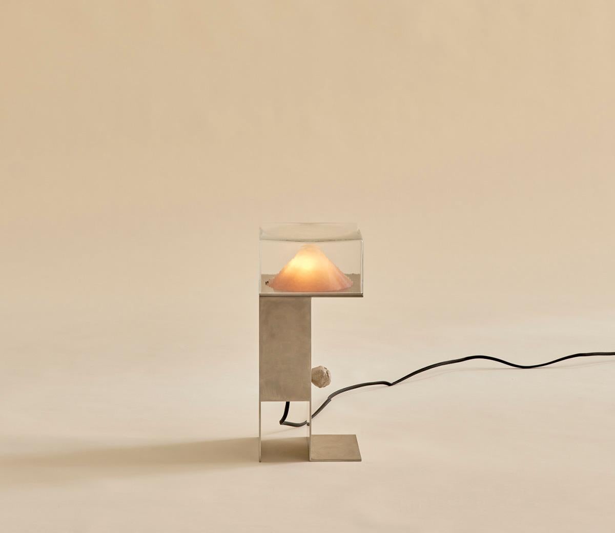 Glass and Steel Perception Table Lamp by Known Work In New Condition For Sale In Brooklyn, NY