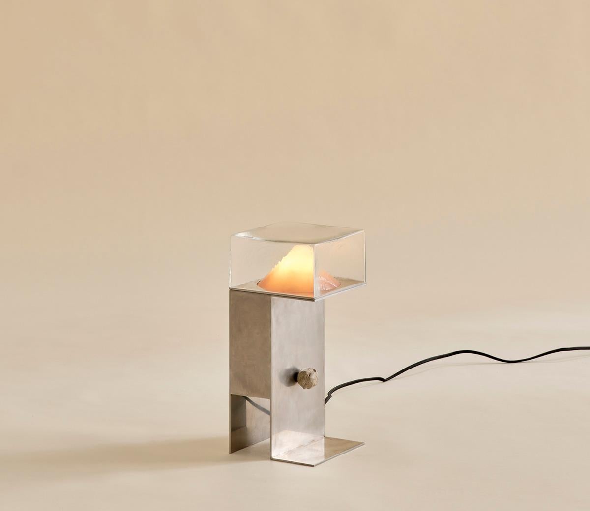 Contemporary Glass and Steel Perception Table Lamp by Known Work For Sale