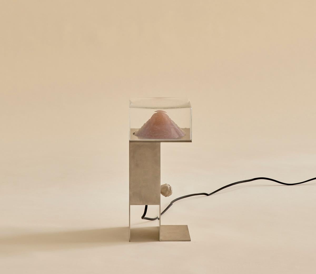Glass and Steel Perception Table Lamp by Known Work For Sale 1