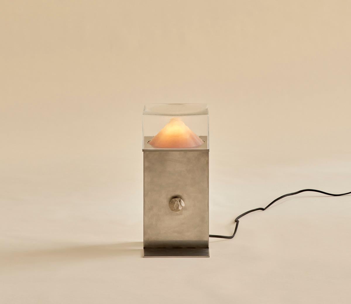 Glass and Steel Perception Table Lamp by Known Work For Sale 2