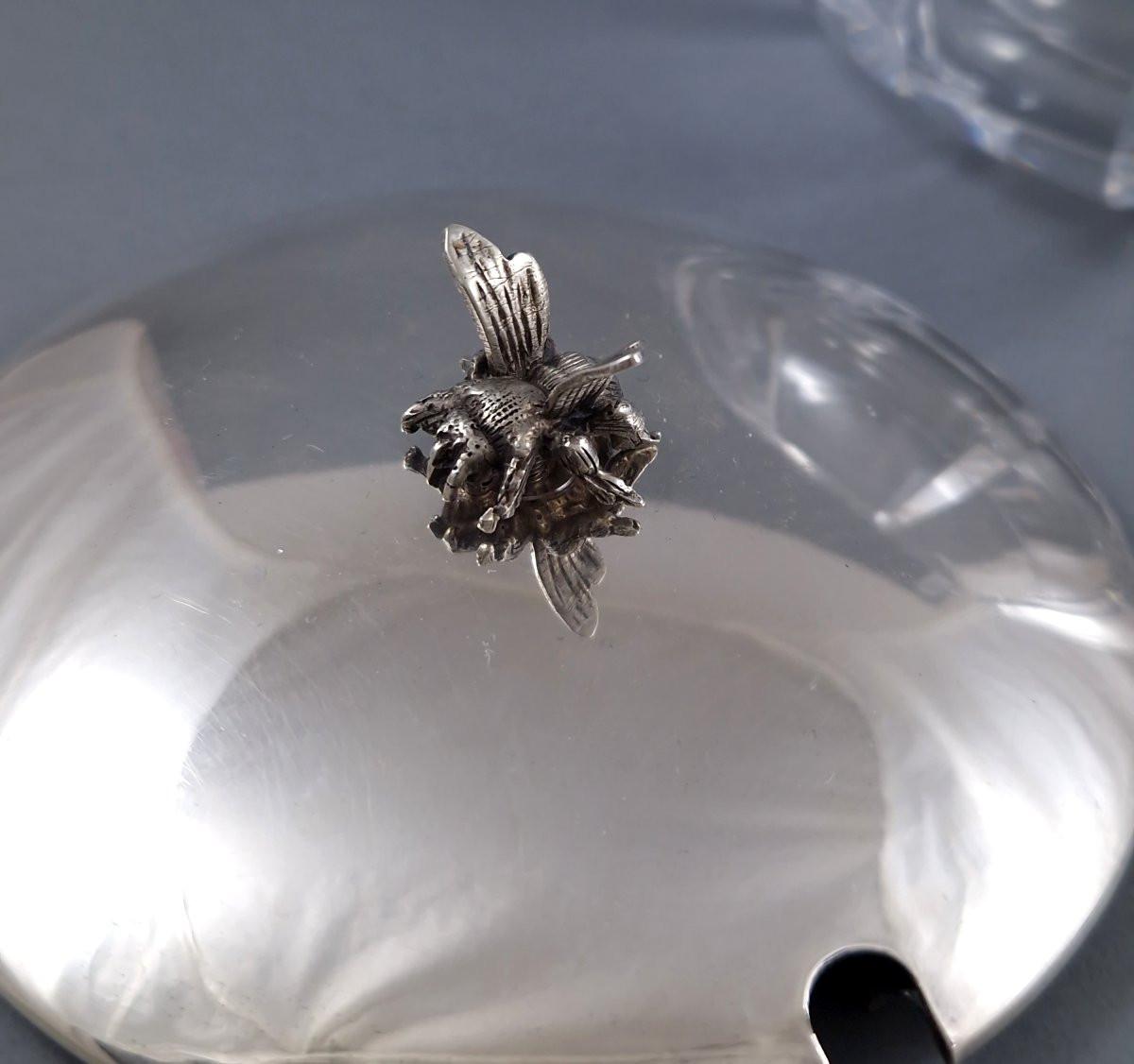 Vaso da miele in vetro e argento sterling in vendita 1
