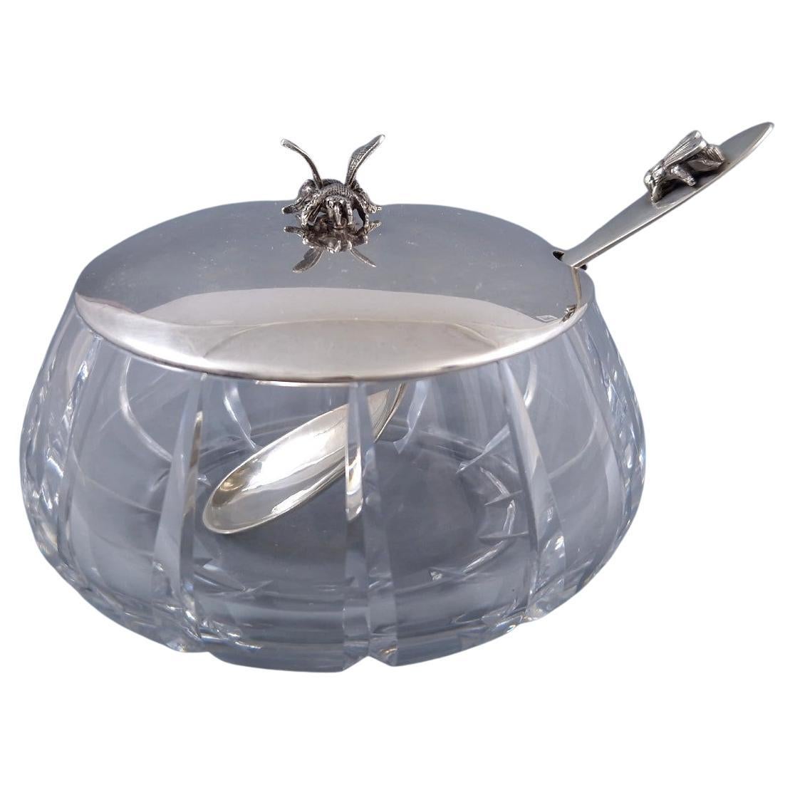 Vaso da miele in vetro e argento sterling in vendita